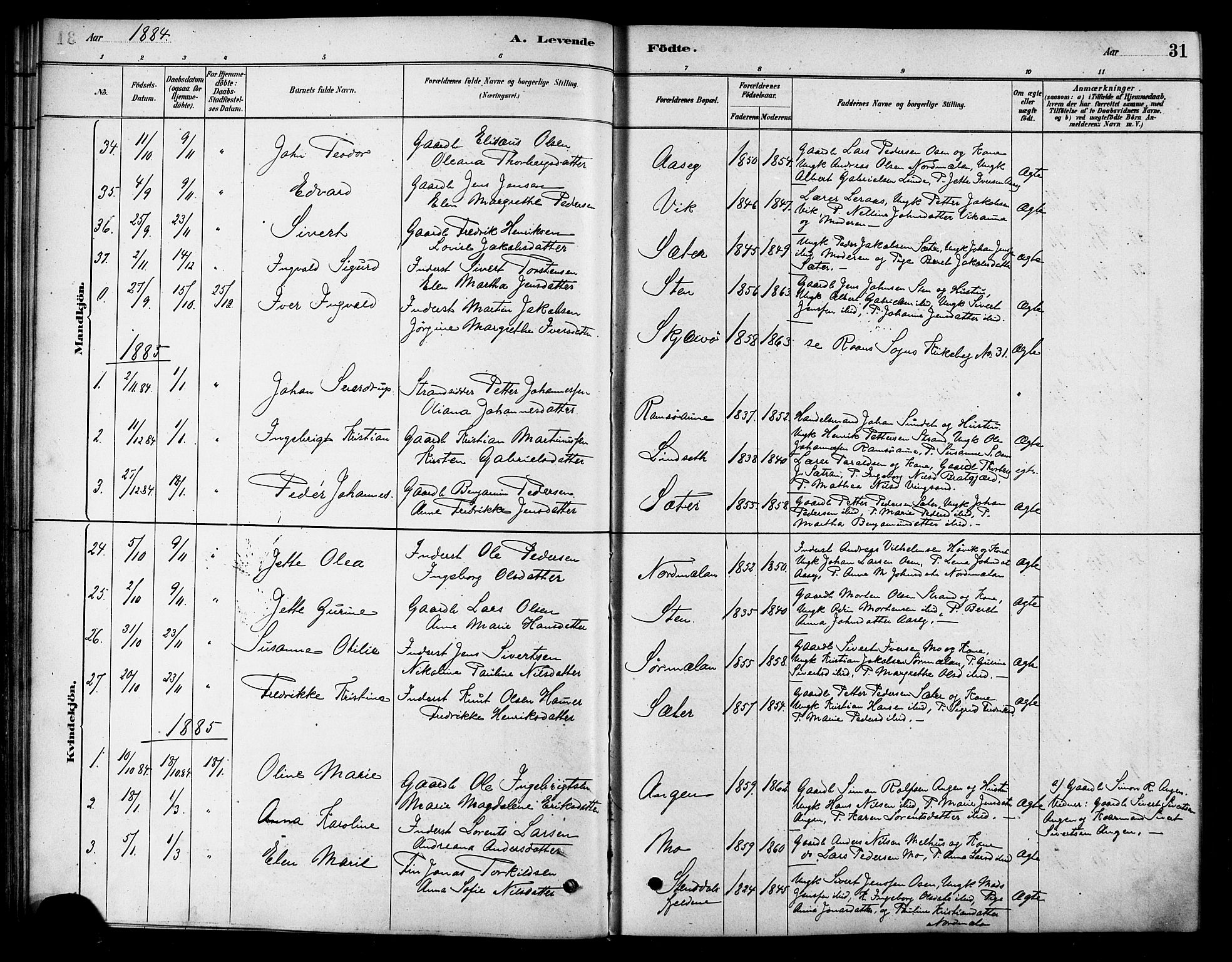 Ministerialprotokoller, klokkerbøker og fødselsregistre - Sør-Trøndelag, SAT/A-1456/658/L0722: Parish register (official) no. 658A01, 1879-1896, p. 31