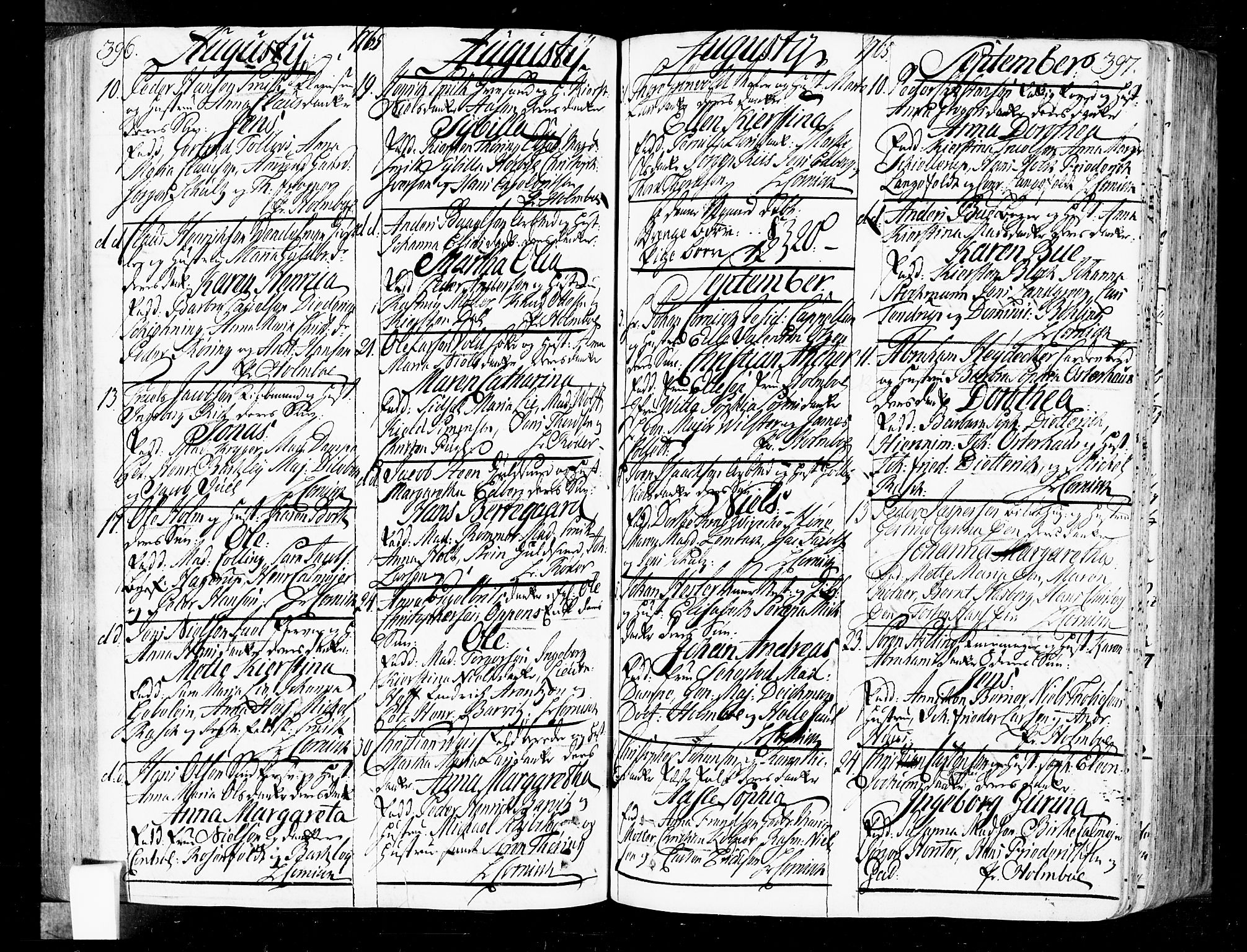 Oslo domkirke Kirkebøker, SAO/A-10752/F/Fa/L0004: Parish register (official) no. 4, 1743-1786, p. 396-397