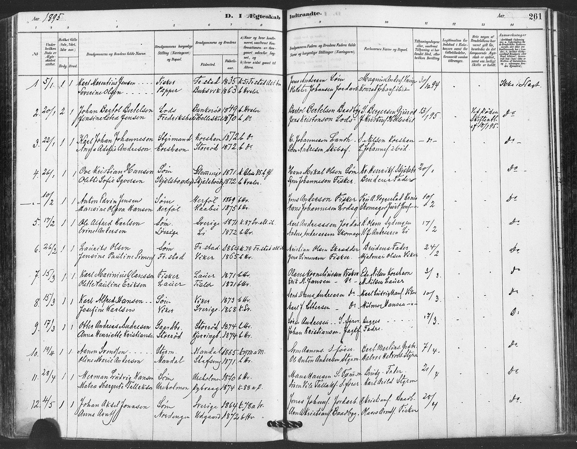 Hvaler prestekontor Kirkebøker, AV/SAO-A-2001/F/Fa/L0008: Parish register (official) no. I 8, 1878-1895, p. 261