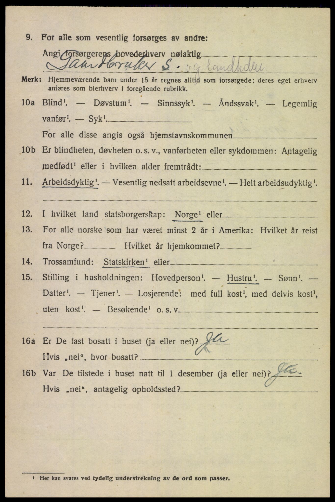 SAK, 1920 census for Lyngdal, 1920, p. 2338