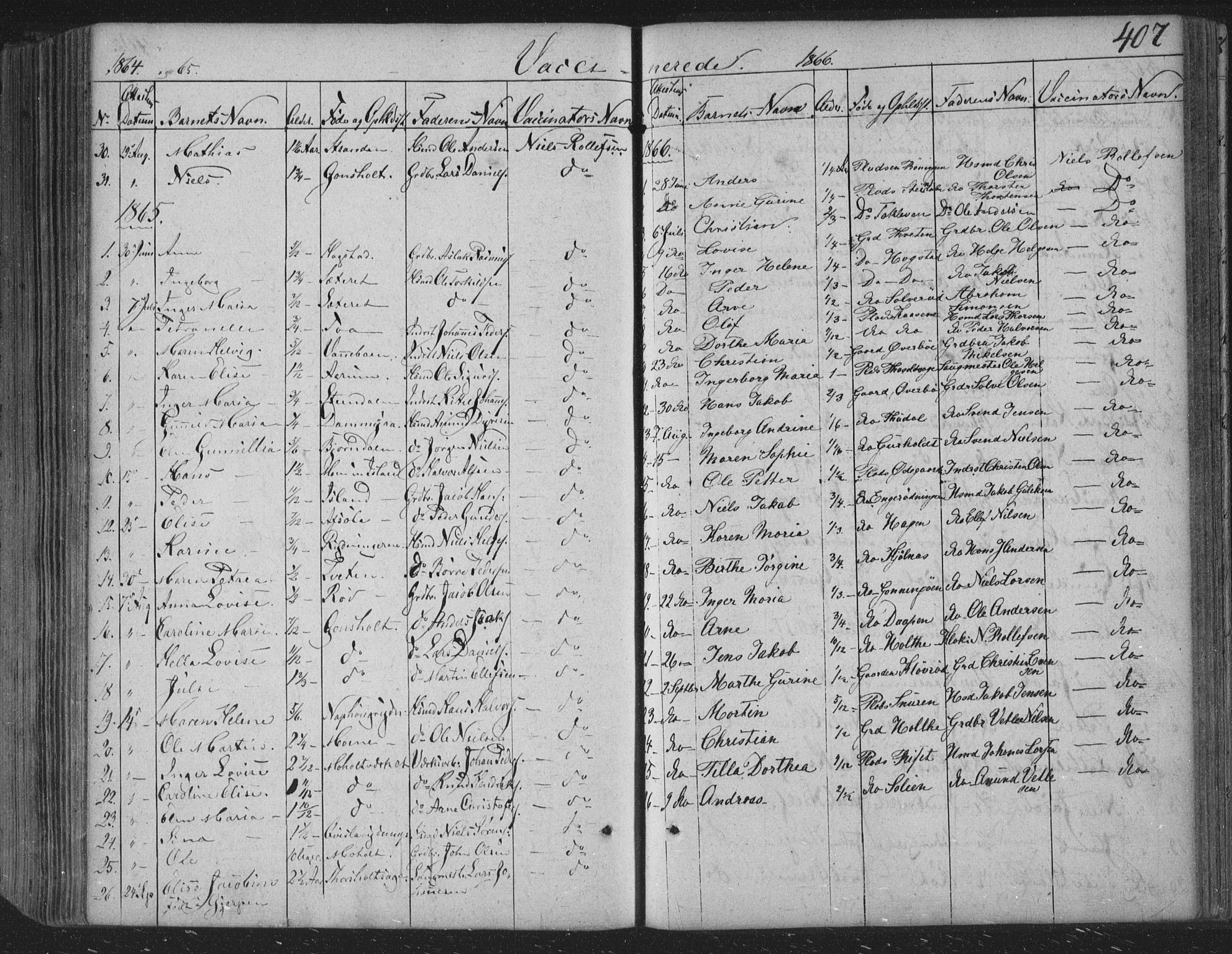 Siljan kirkebøker, SAKO/A-300/F/Fa/L0001: Parish register (official) no. 1, 1831-1870, p. 407