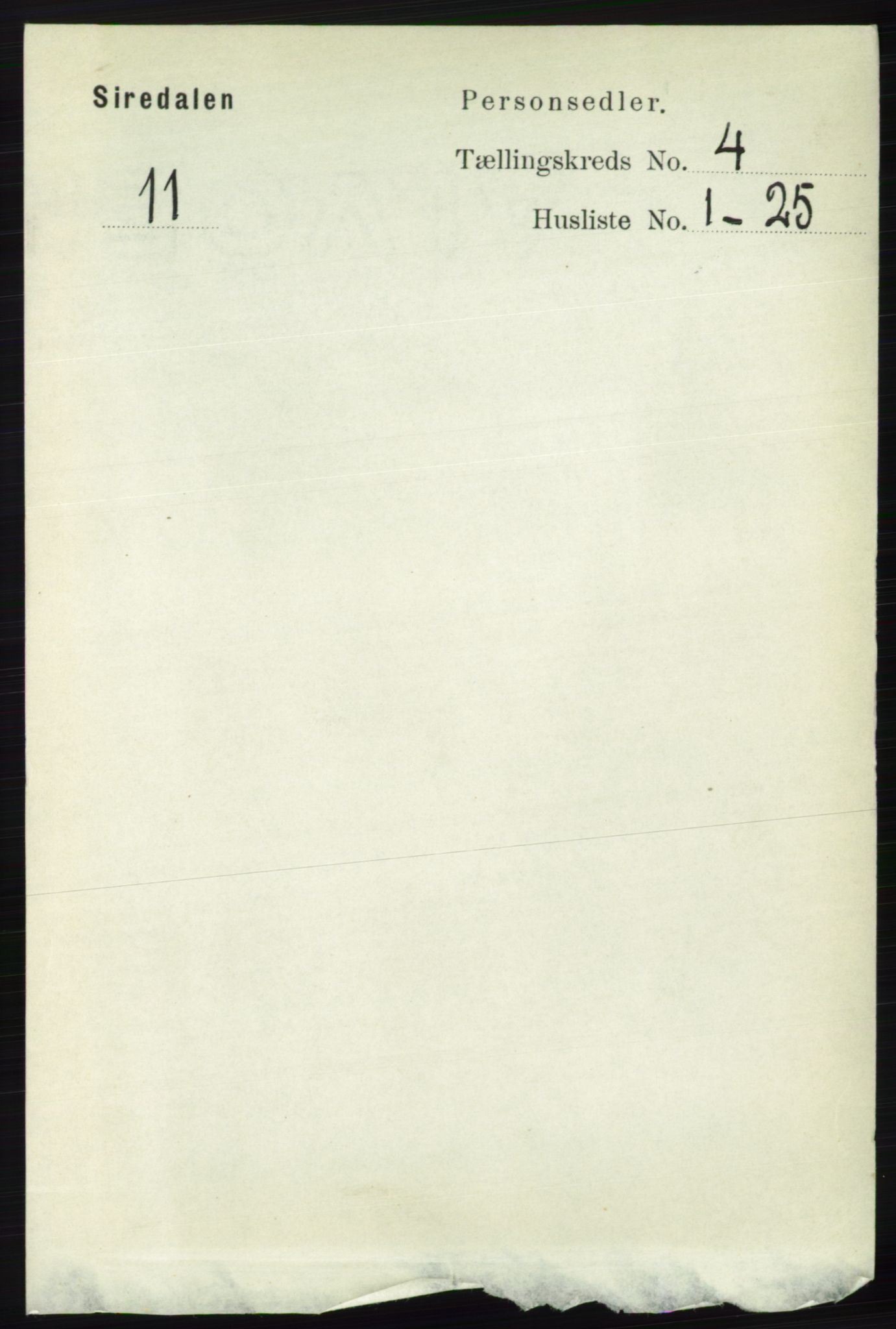 RA, 1891 census for 1046 Sirdal, 1891, p. 934