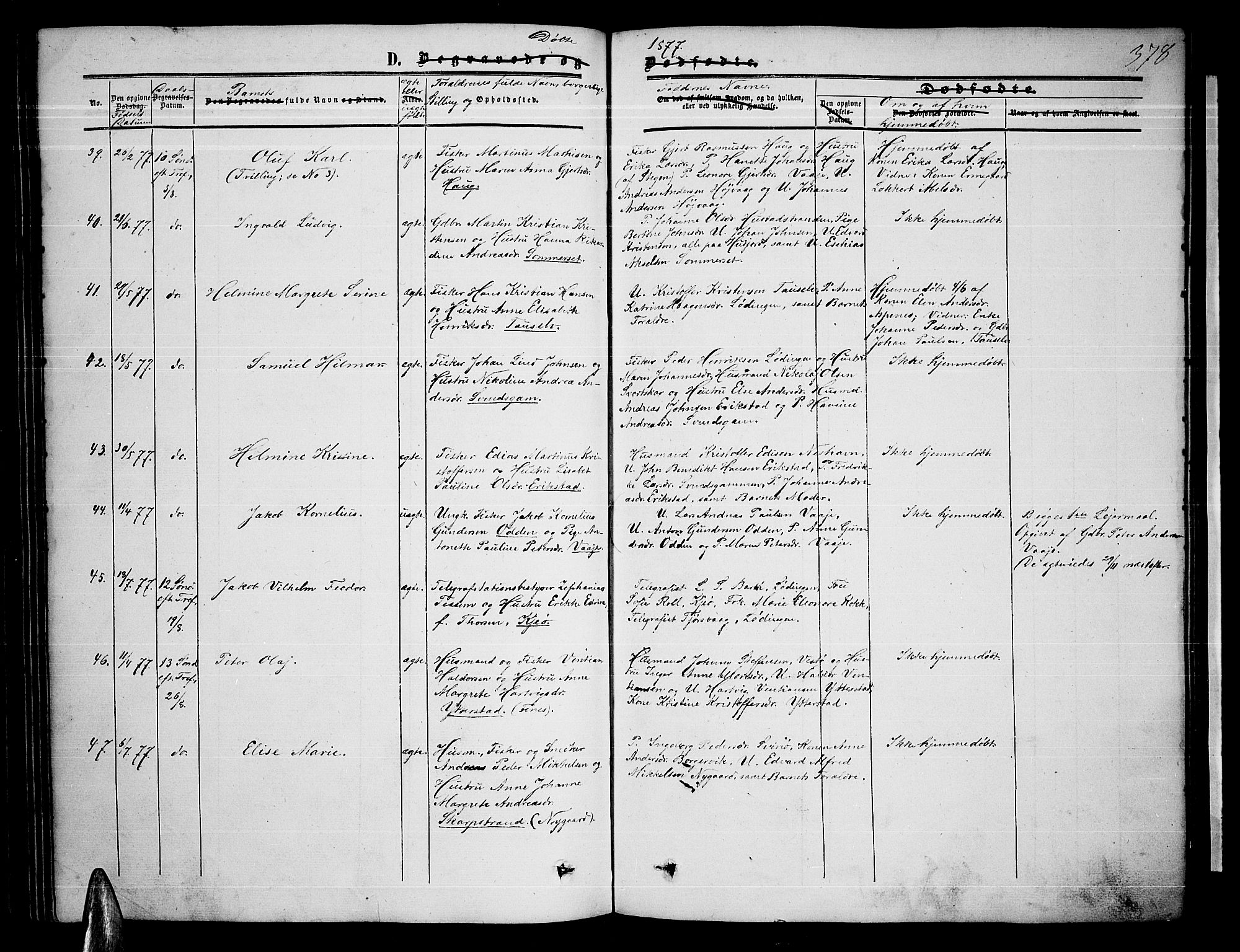 Ministerialprotokoller, klokkerbøker og fødselsregistre - Nordland, AV/SAT-A-1459/872/L1046: Parish register (copy) no. 872C02, 1852-1879, p. 378