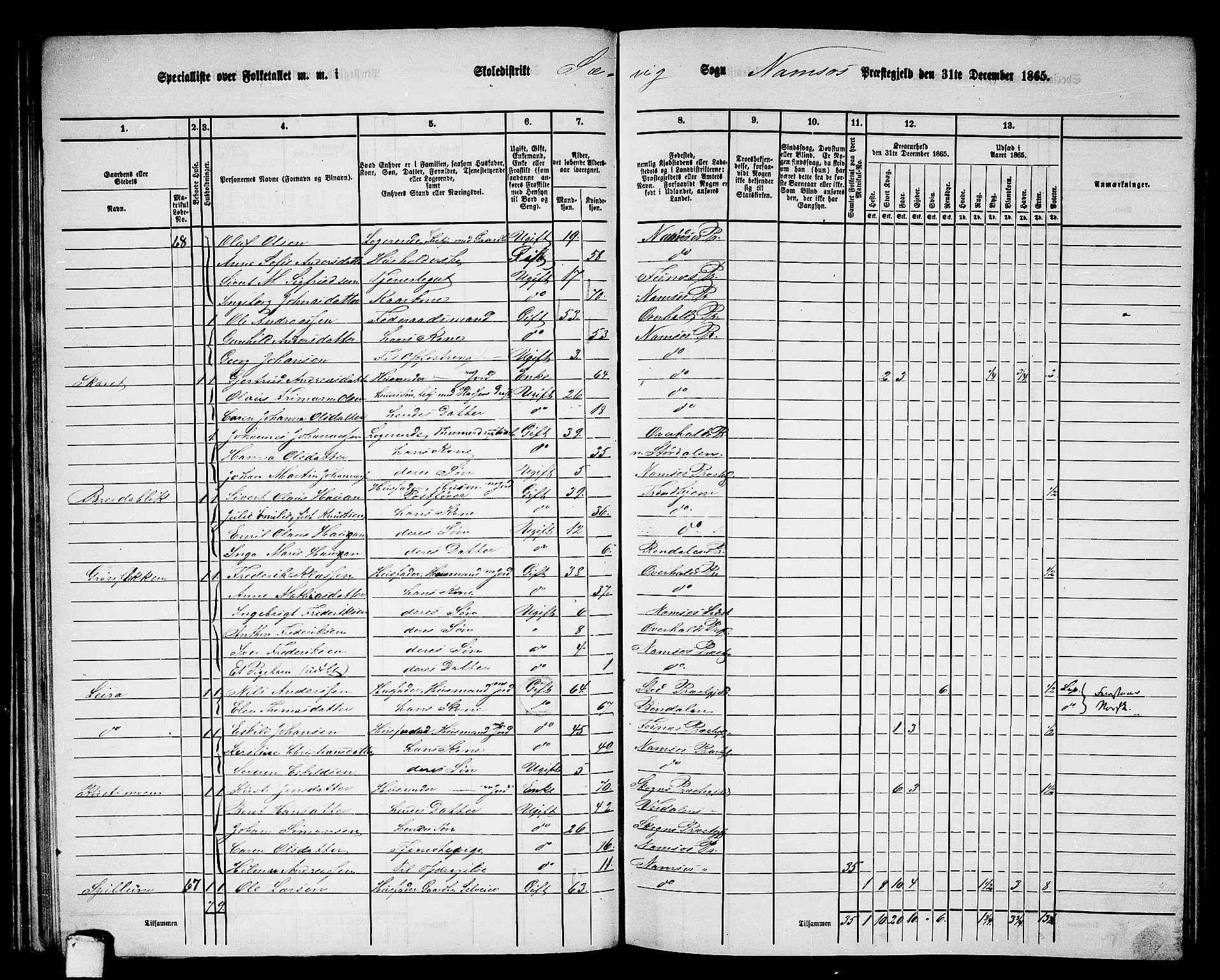 RA, 1865 census for Namsos/Vemundvik og Sævik, 1865, p. 50