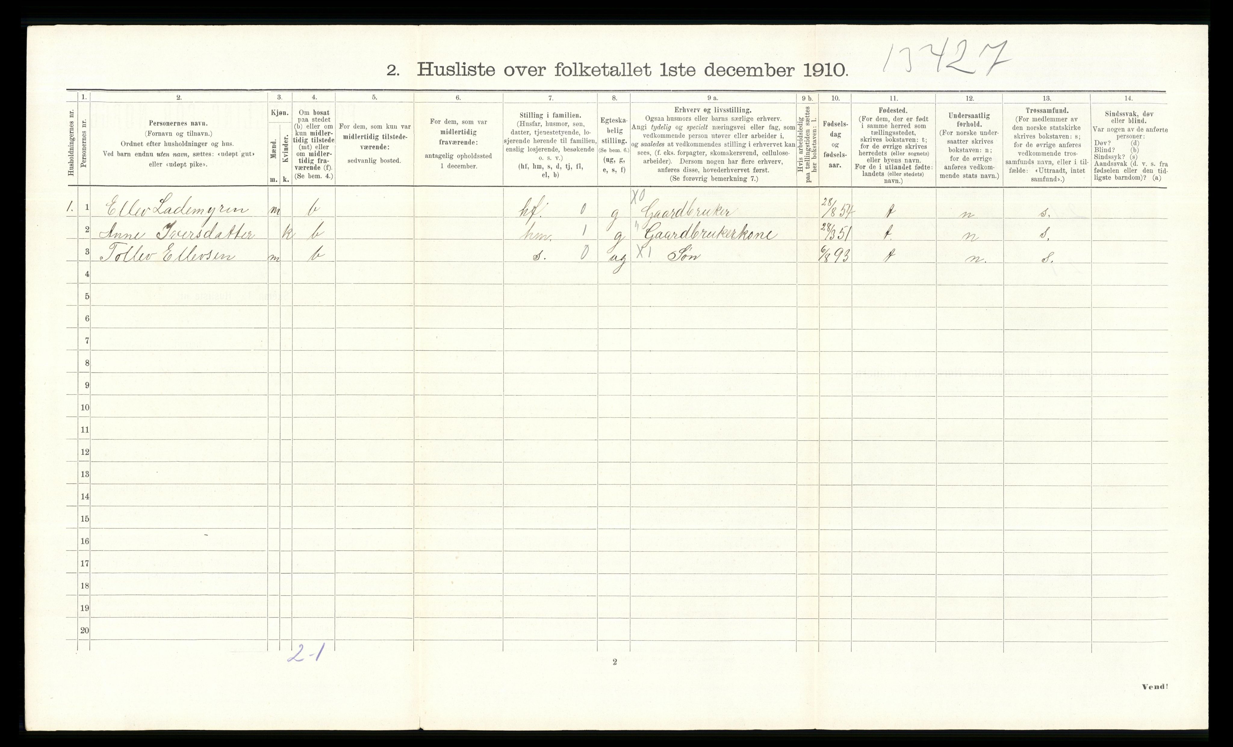 RA, 1910 census for Tolga, 1910, p. 535