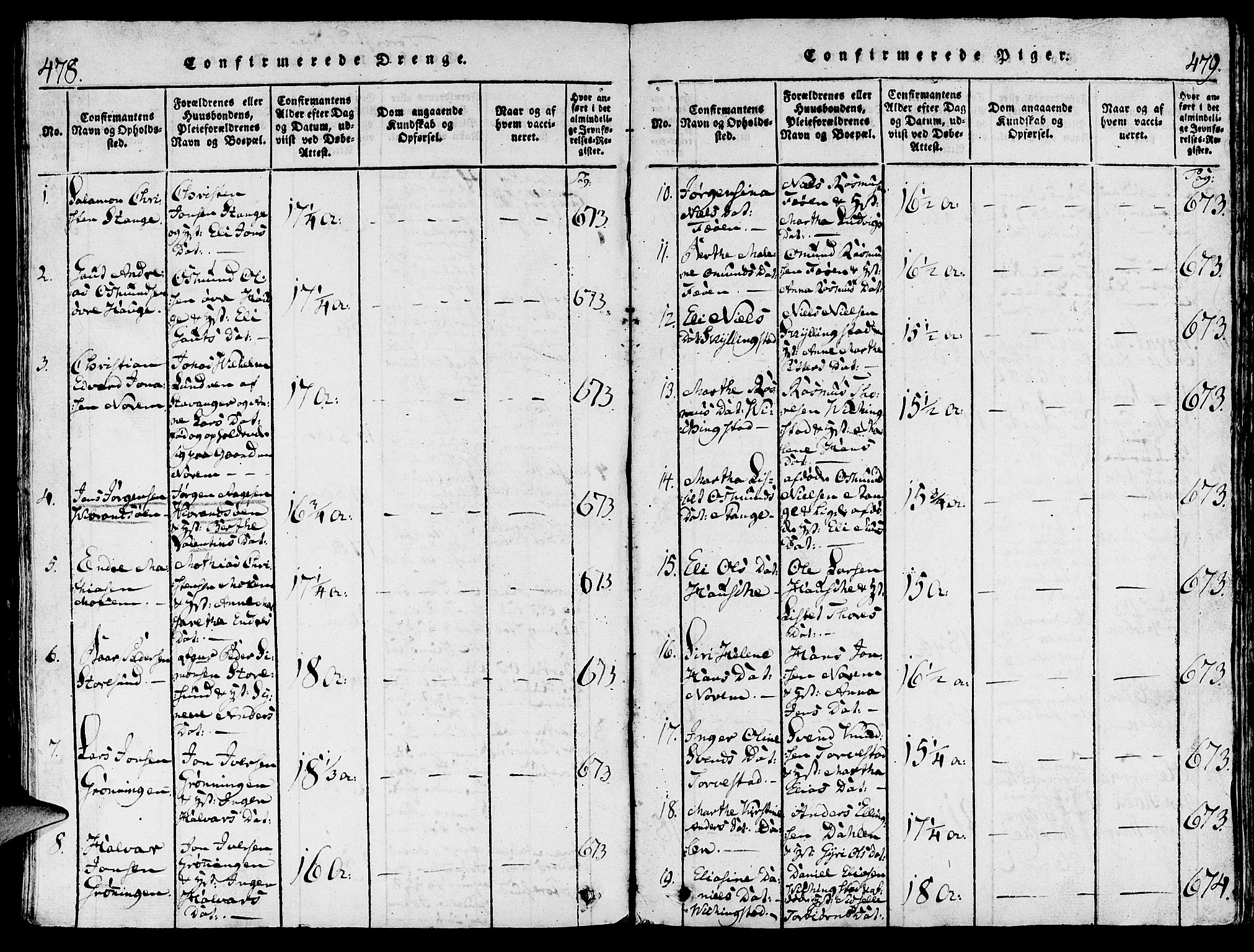 Torvastad sokneprestkontor, AV/SAST-A -101857/H/Ha/Hab/L0001: Parish register (copy) no. B 1 /1, 1817-1835, p. 478-479