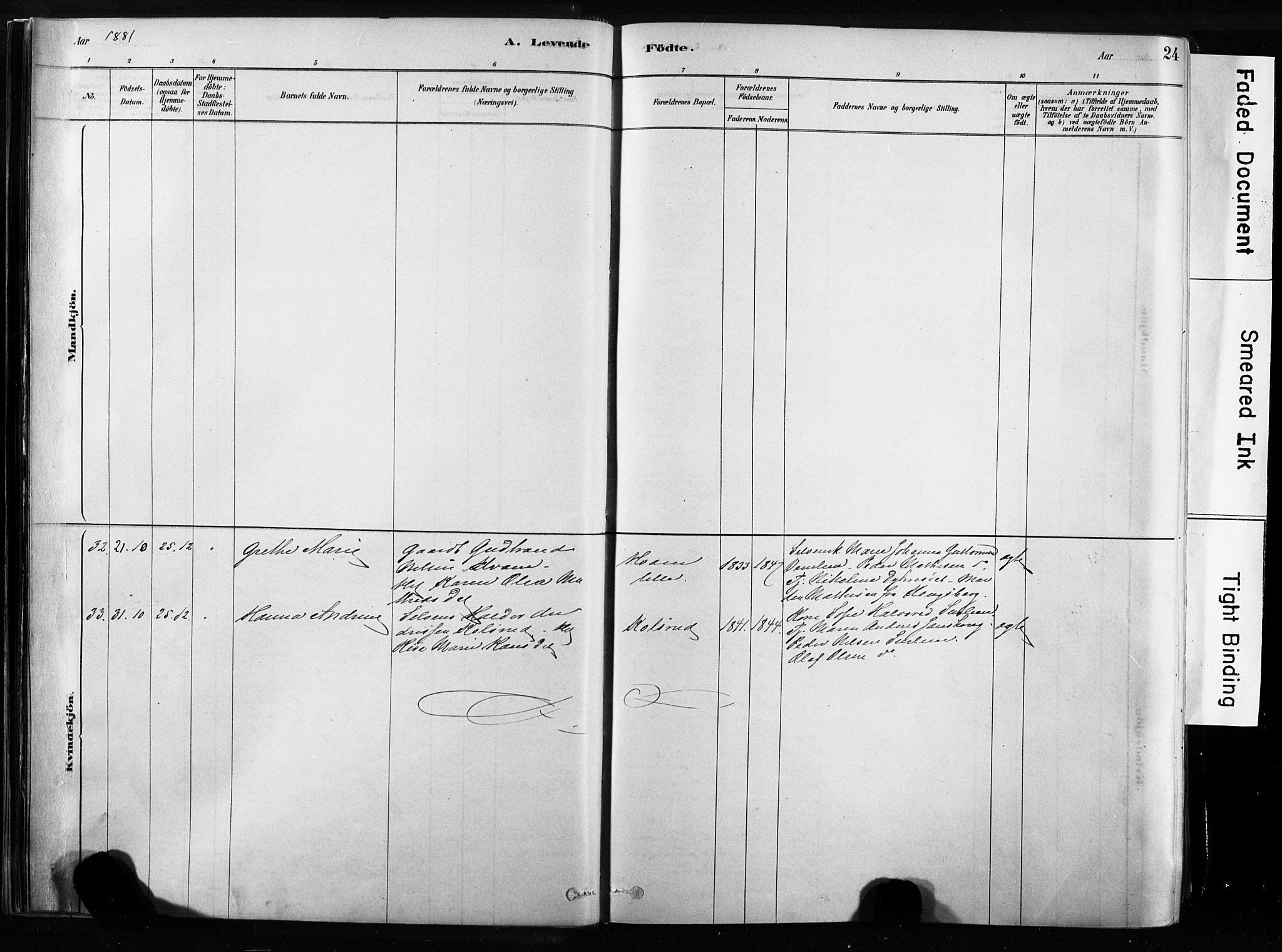 Sandsvær kirkebøker, AV/SAKO-A-244/F/Fb/L0001: Parish register (official) no. II 1, 1878-1906, p. 24