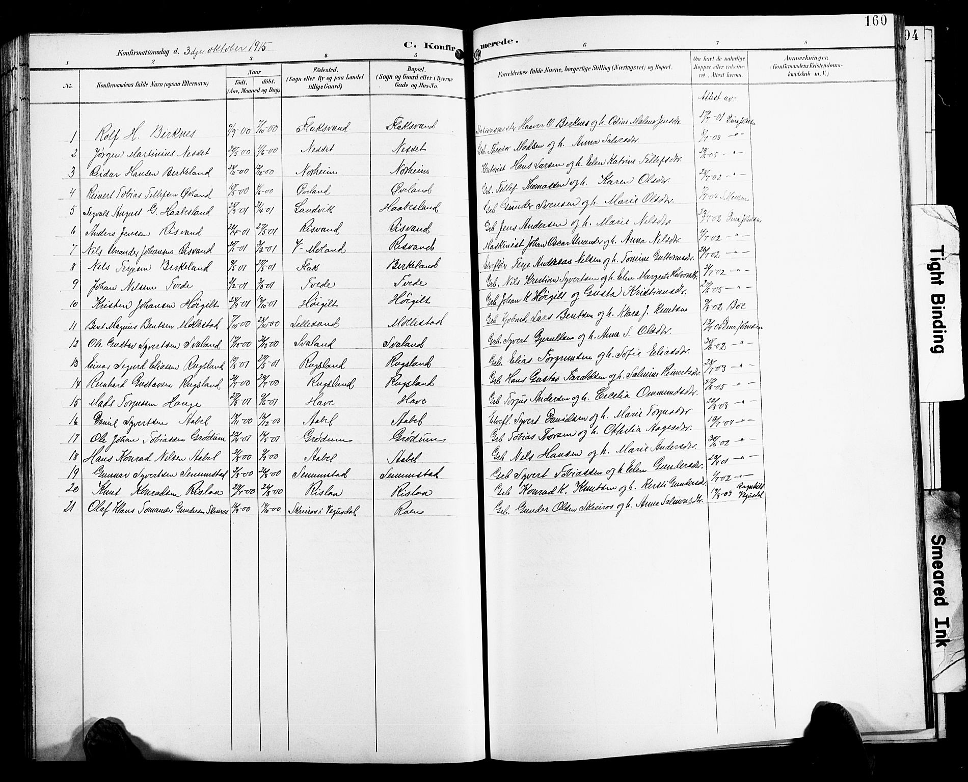 Birkenes sokneprestkontor, AV/SAK-1111-0004/F/Fb/L0004: Parish register (copy) no. B 4, 1893-1930, p. 160