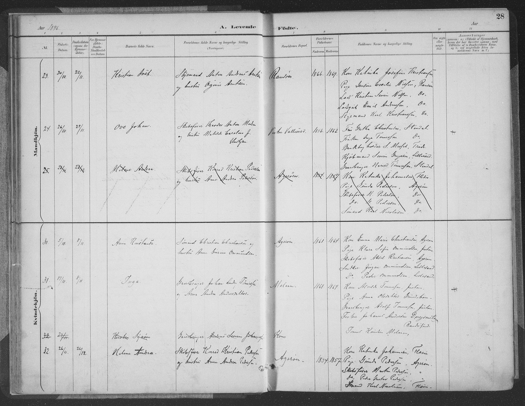 Høvåg sokneprestkontor, AV/SAK-1111-0025/F/Fa/L0006: Parish register (official) no. A 6, 1894-1923, p. 28