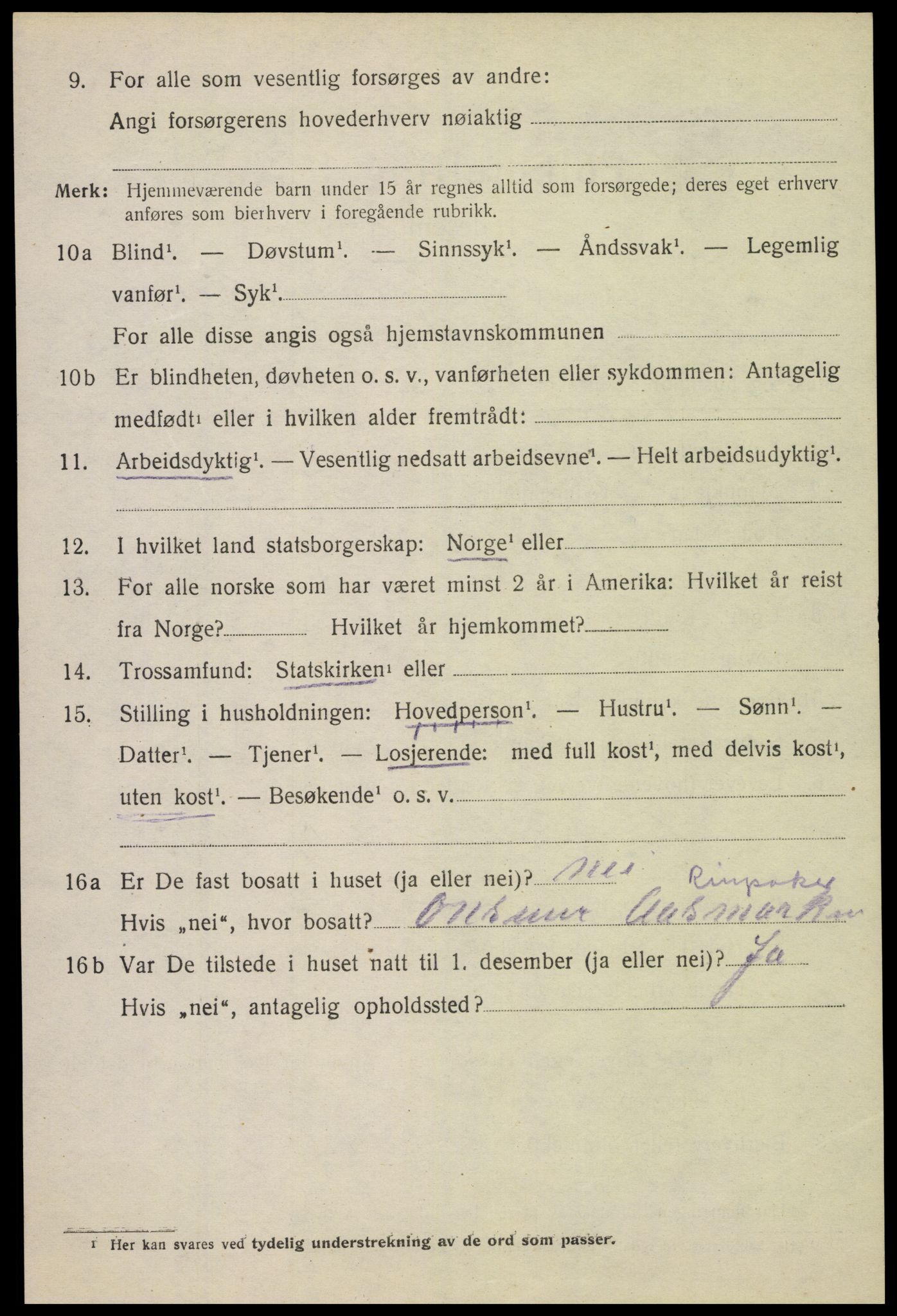 SAH, 1920 census for Ringsaker, 1920, p. 23421