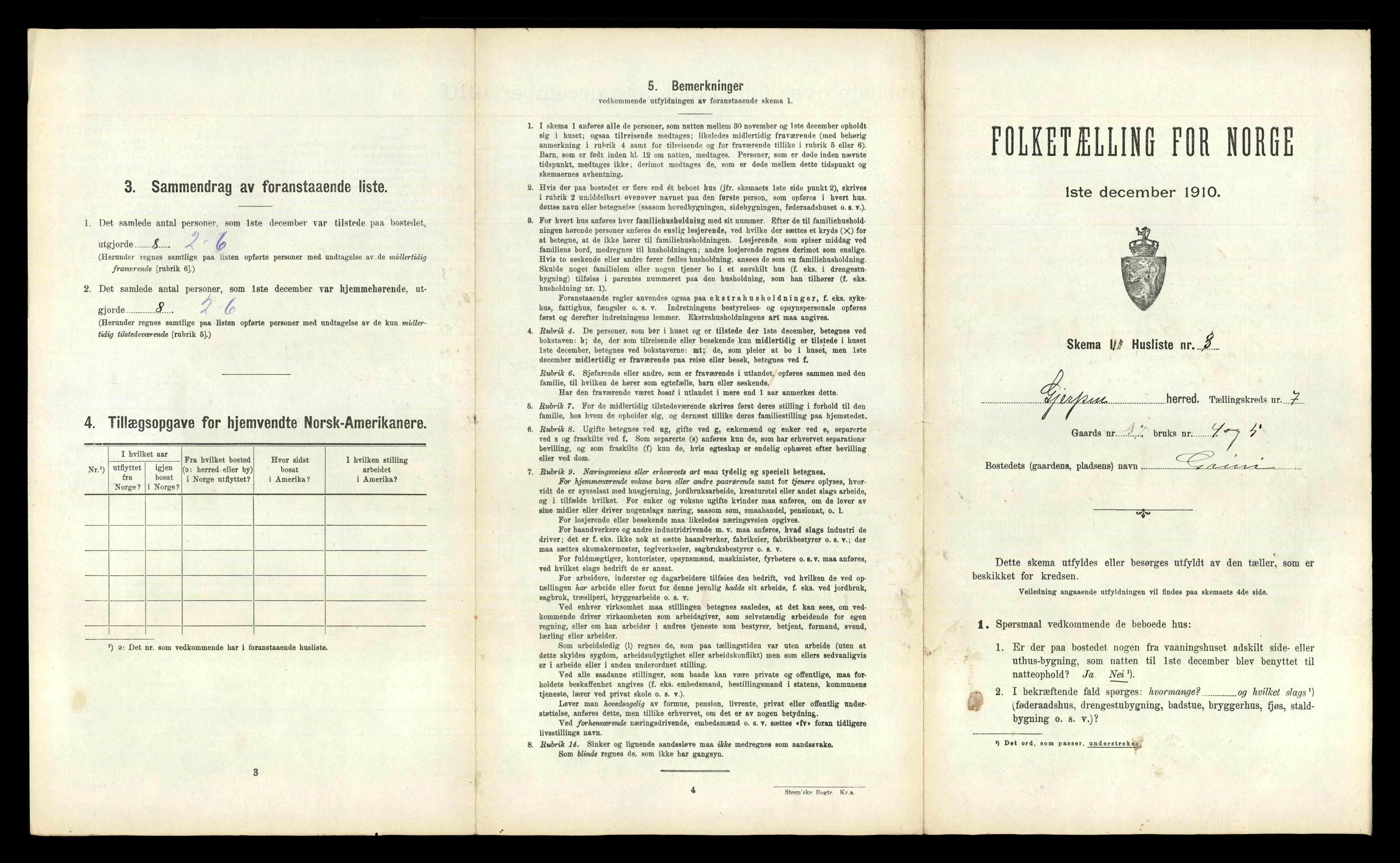 RA, 1910 census for Gjerpen, 1910, p. 869