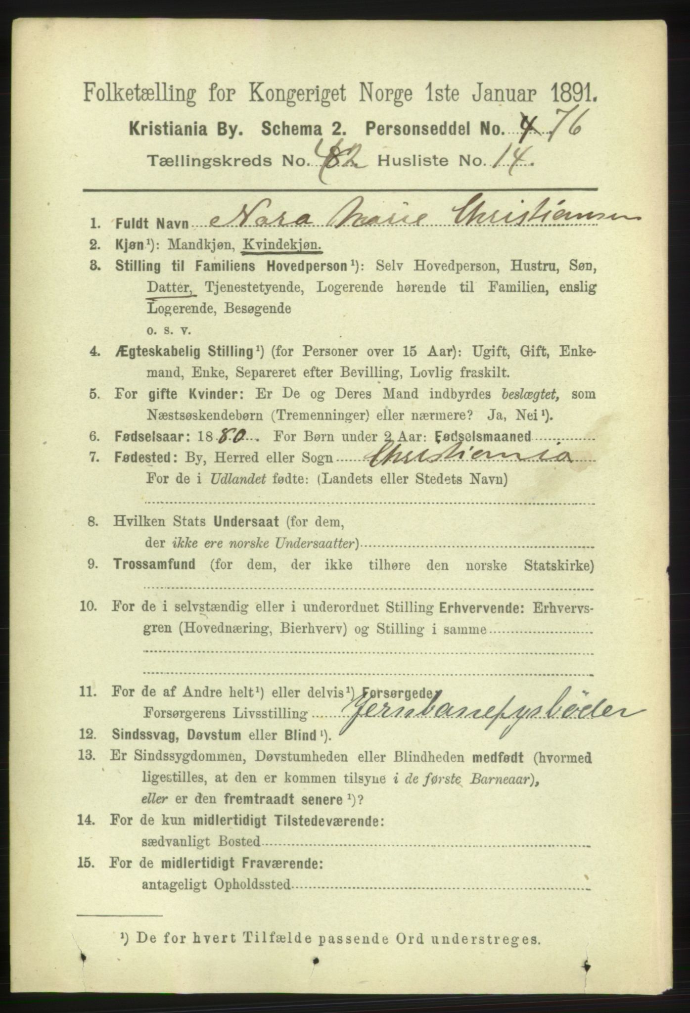 RA, 1891 census for 0301 Kristiania, 1891, p. 25504