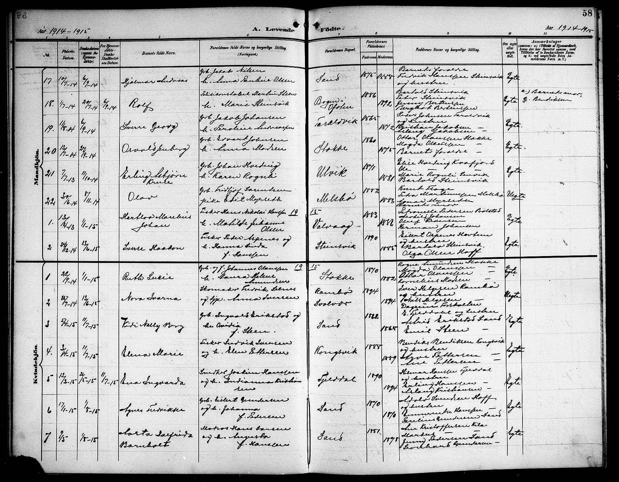 Ministerialprotokoller, klokkerbøker og fødselsregistre - Nordland, AV/SAT-A-1459/865/L0932: Parish register (copy) no. 865C04, 1901-1917, p. 58