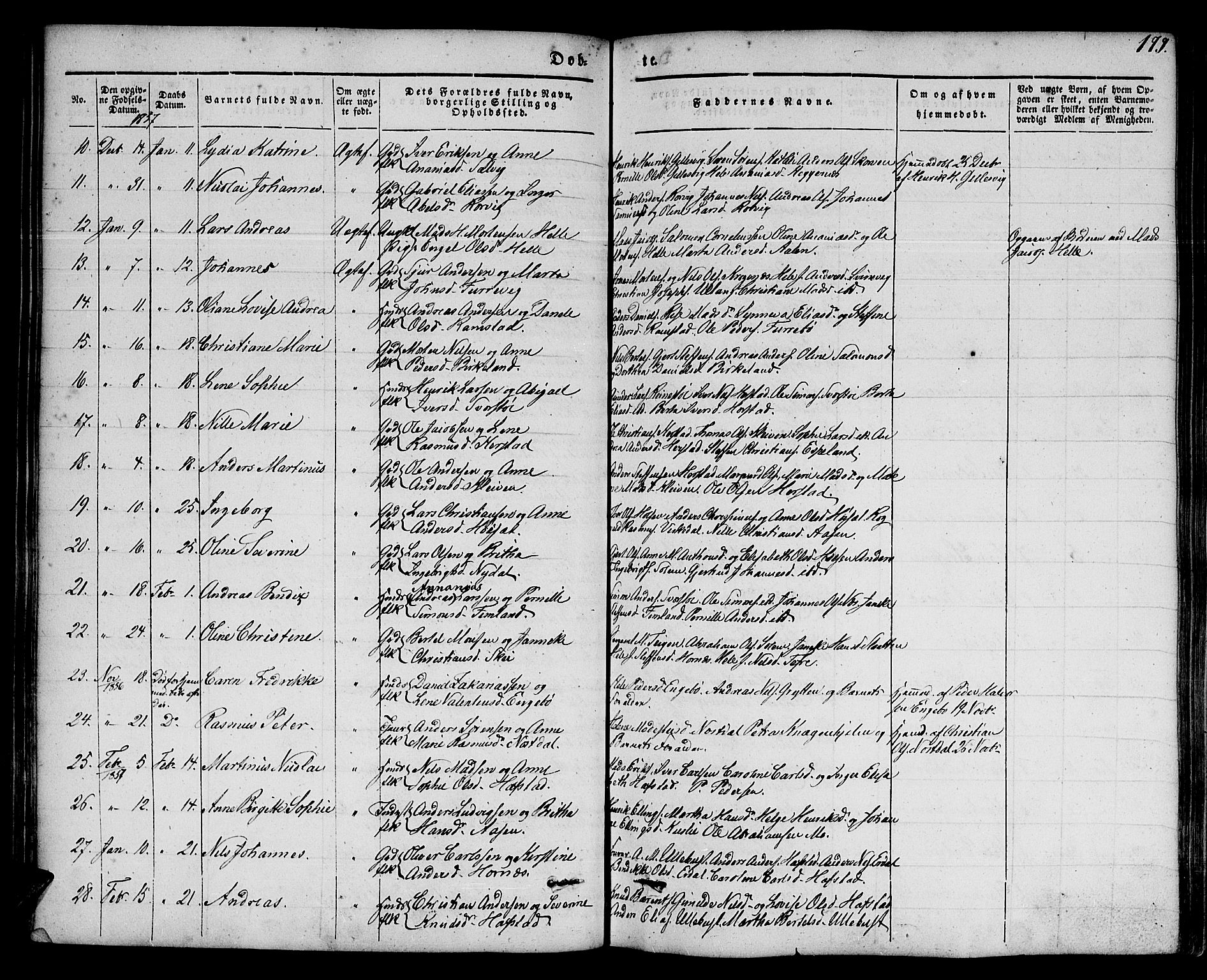 Førde sokneprestembete, SAB/A-79901/H/Haa/Haaa/L0007: Parish register (official) no. A 7, 1843-1860, p. 179