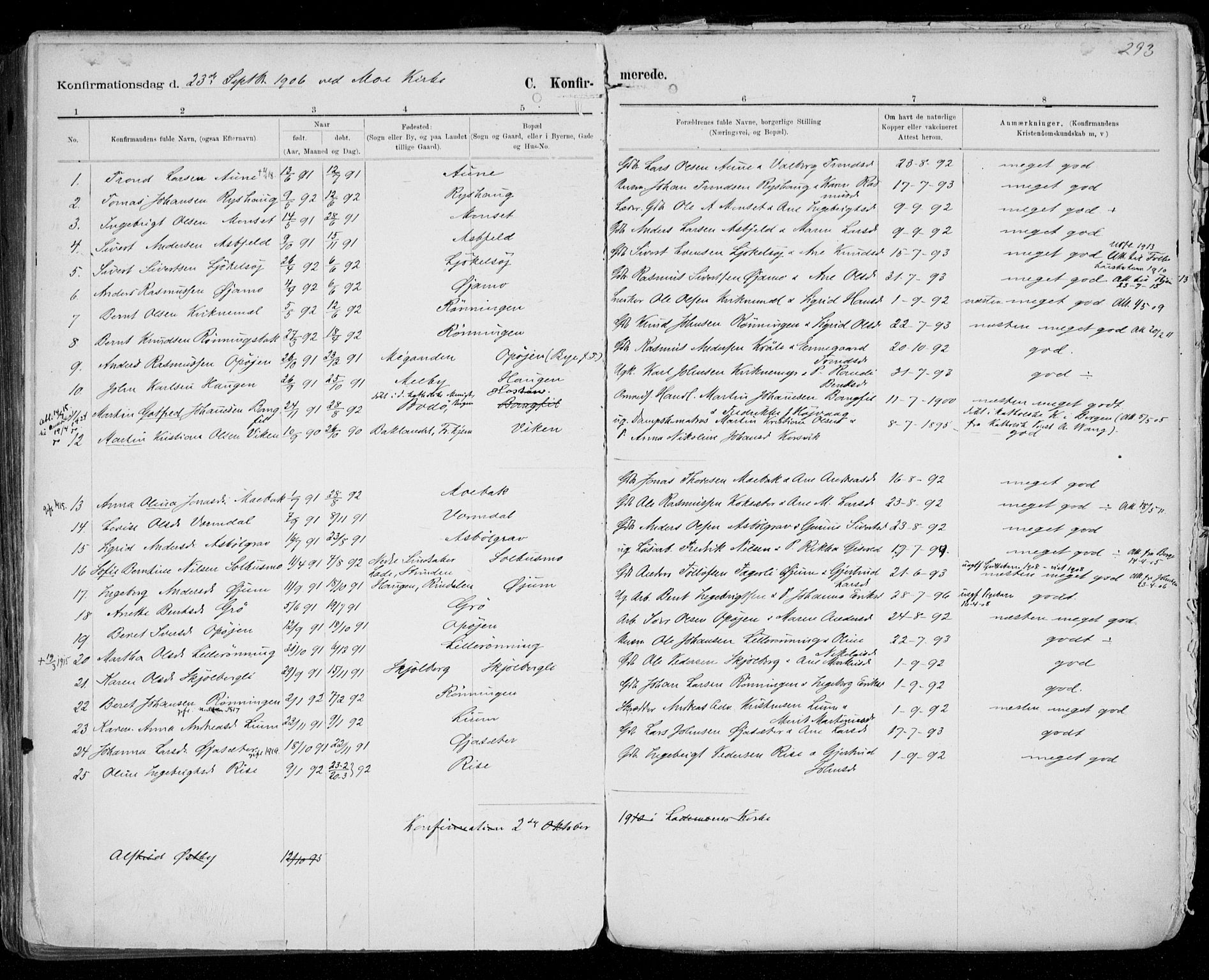 Ministerialprotokoller, klokkerbøker og fødselsregistre - Sør-Trøndelag, AV/SAT-A-1456/668/L0811: Parish register (official) no. 668A11, 1894-1913, p. 293