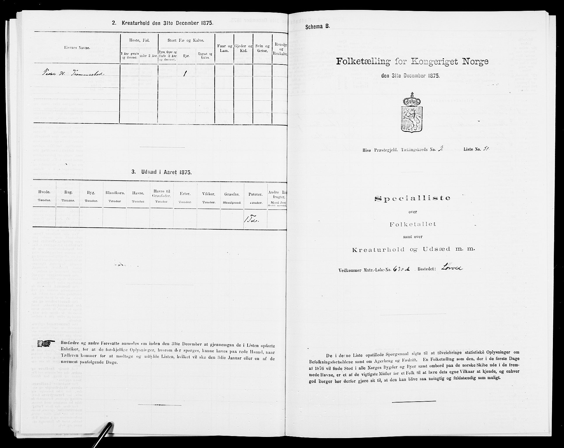 SAK, 1875 census for 0922P Hisøy, 1875, p. 591