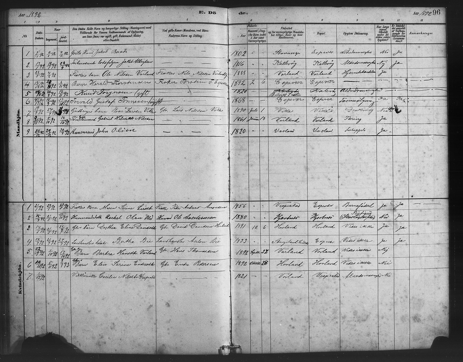 Finnås sokneprestembete, SAB/A-99925/H/Ha/Haa/Haad/L0001: Parish register (official) no. D 1, 1880-1894, p. 96