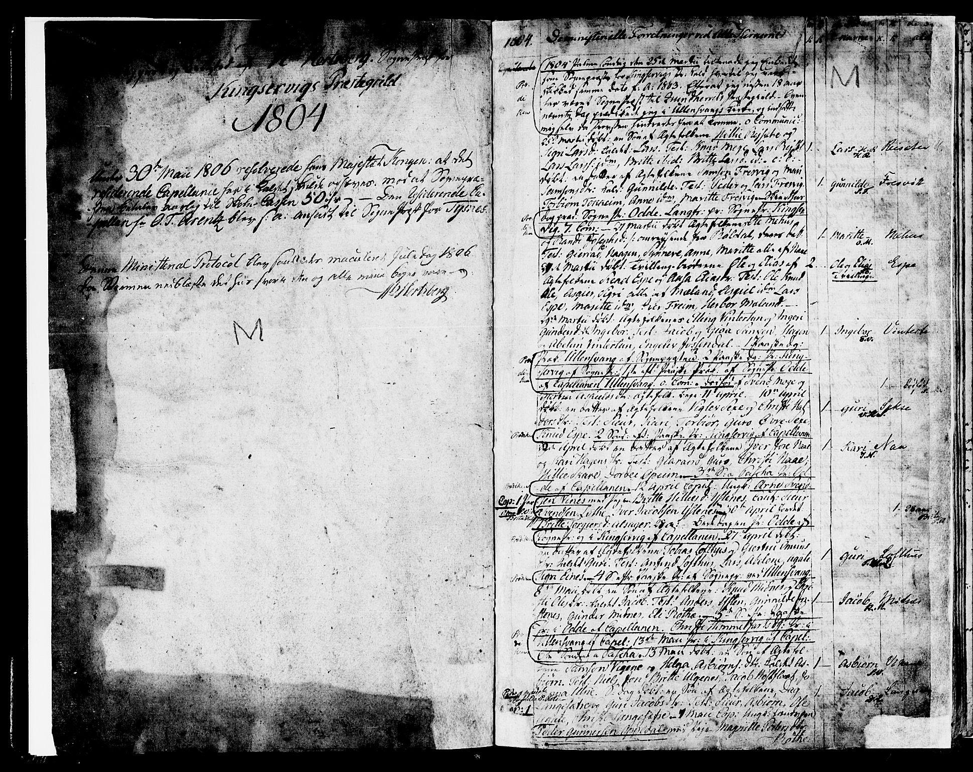 Ullensvang sokneprestembete, SAB/A-78701/H/Haa: Parish register (official) no. A 8, 1804-1835, p. 1