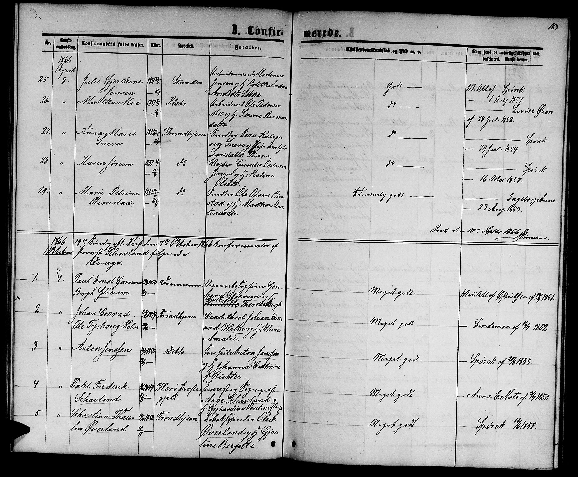 Ministerialprotokoller, klokkerbøker og fødselsregistre - Sør-Trøndelag, AV/SAT-A-1456/601/L0087: Parish register (copy) no. 601C05, 1864-1881, p. 163