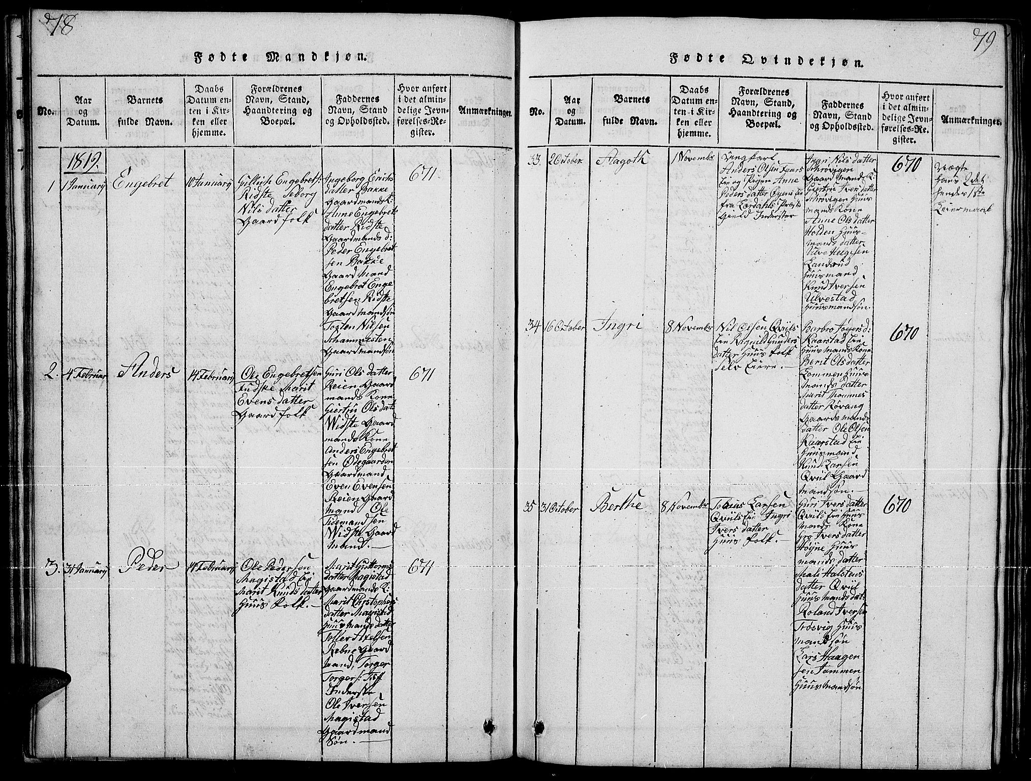 Slidre prestekontor, SAH/PREST-134/H/Ha/Hab/L0001: Parish register (copy) no. 1, 1814-1838, p. 78-79