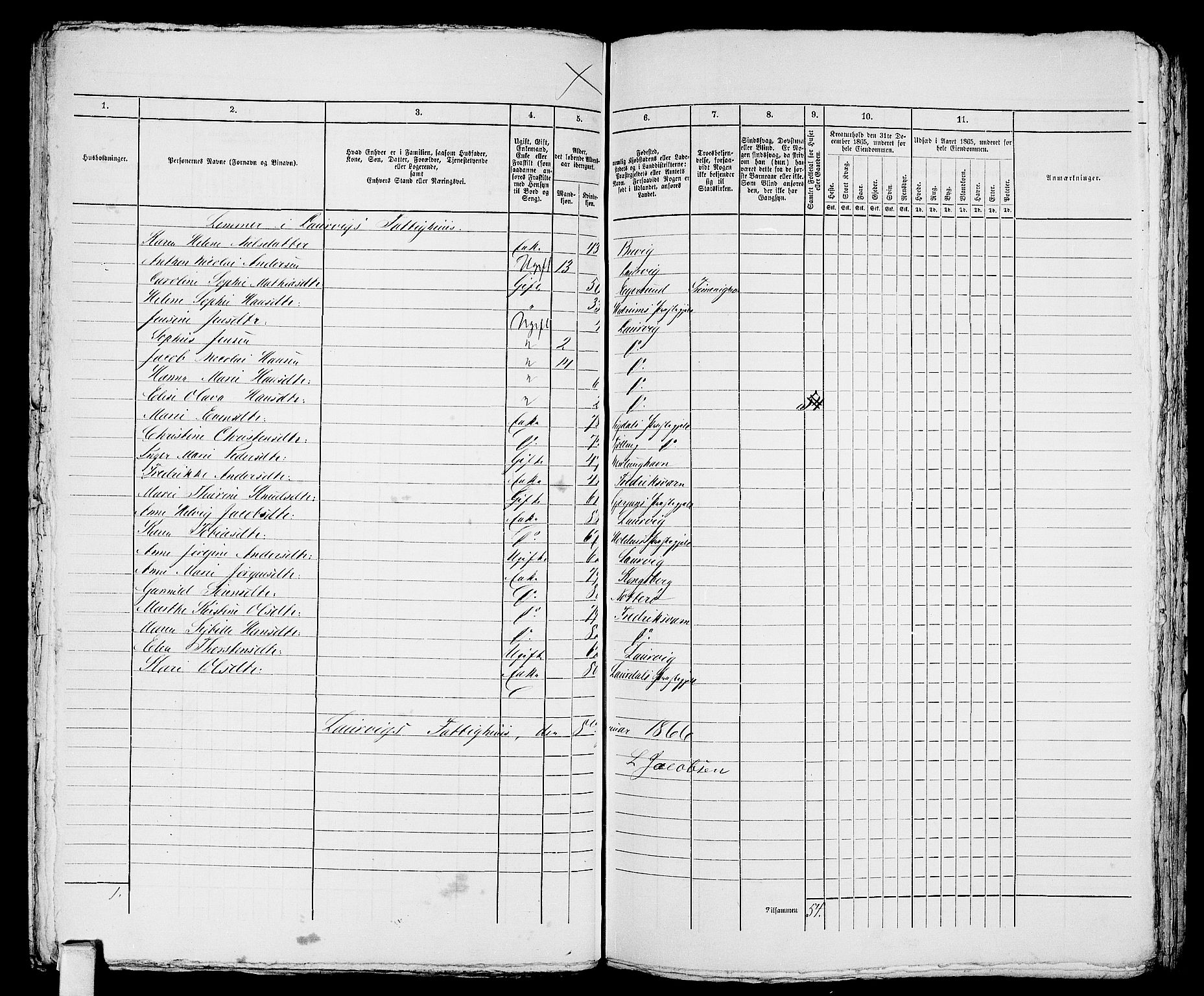 RA, 1865 census for Larvik, 1865, p. 795