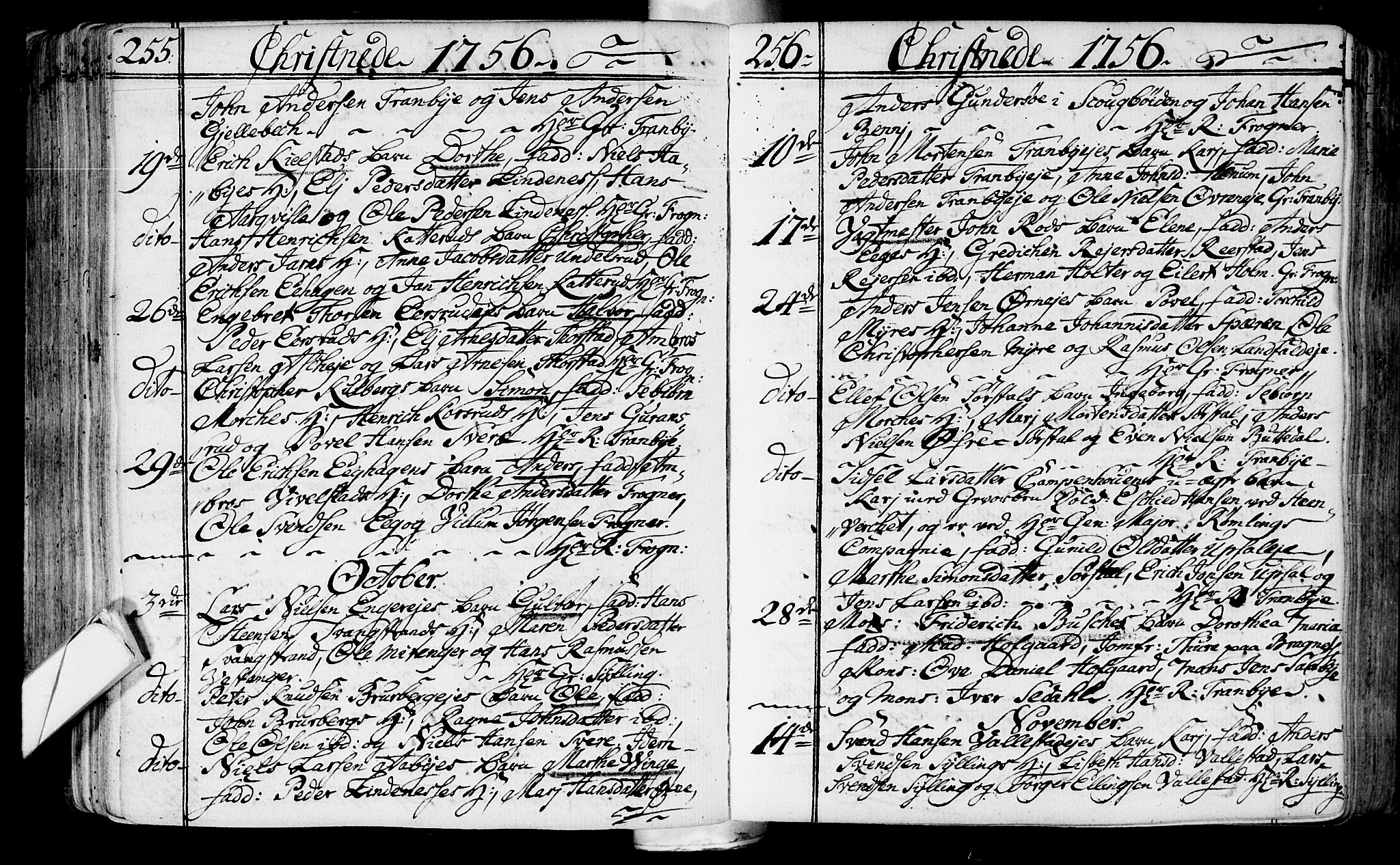 Lier kirkebøker, AV/SAKO-A-230/F/Fa/L0004: Parish register (official) no. I 4, 1749-1764, p. 255-256