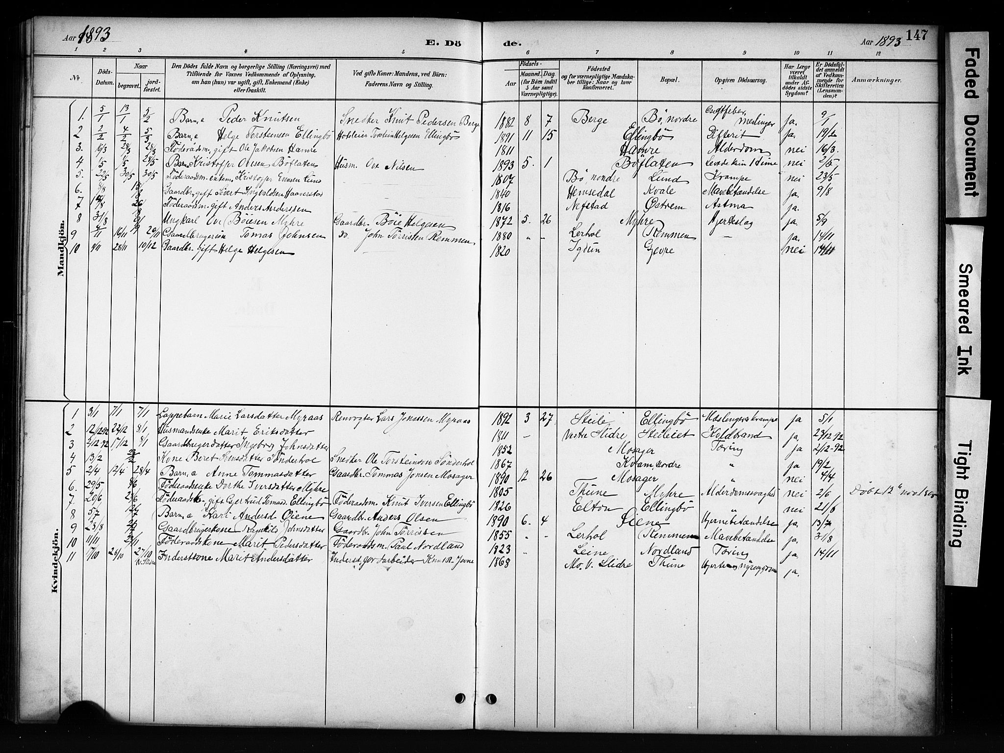 Vang prestekontor, Valdres, SAH/PREST-140/H/Hb/L0006: Parish register (copy) no. 6, 1893-1918, p. 147