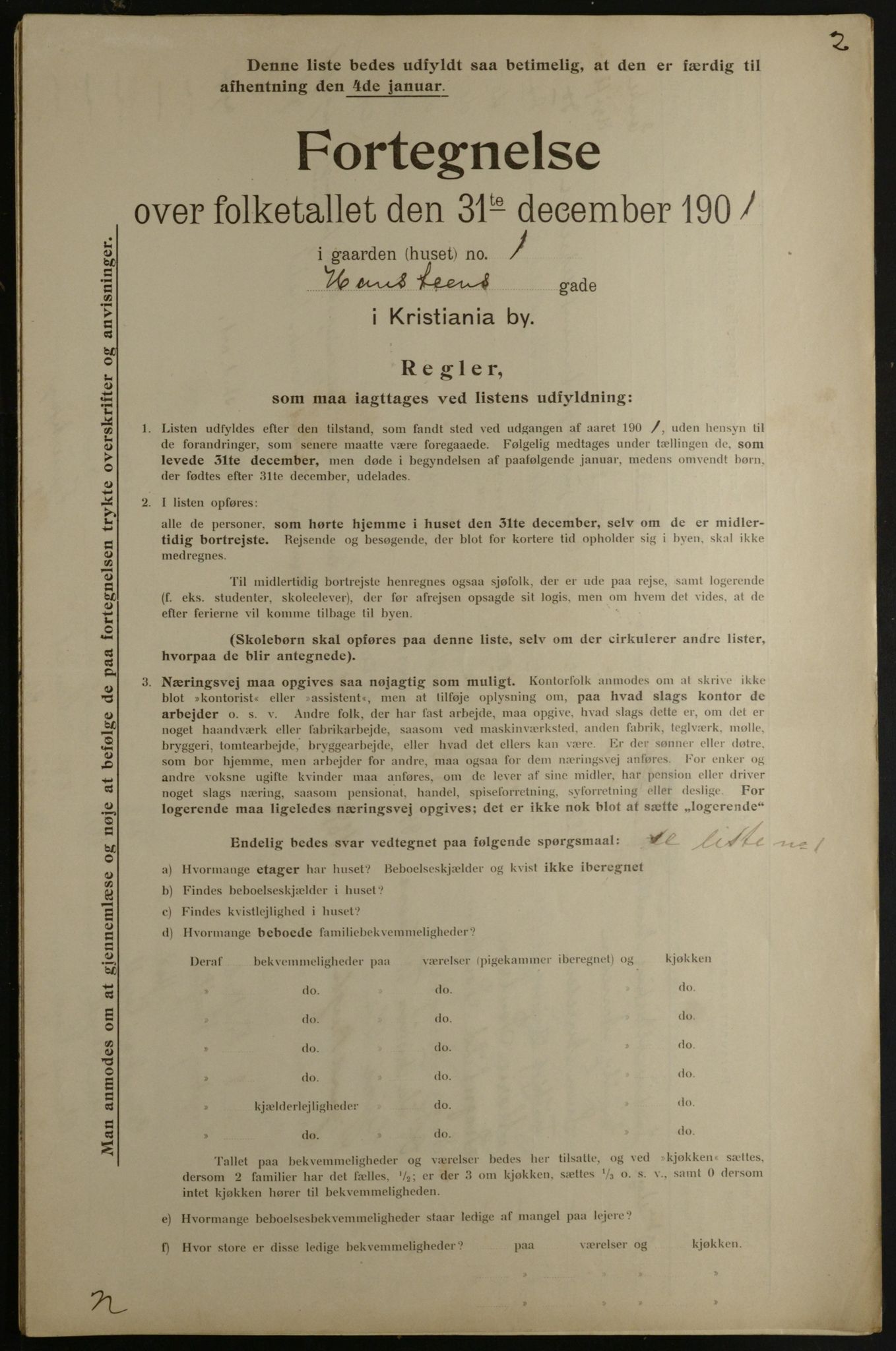 OBA, Municipal Census 1901 for Kristiania, 1901, p. 5605