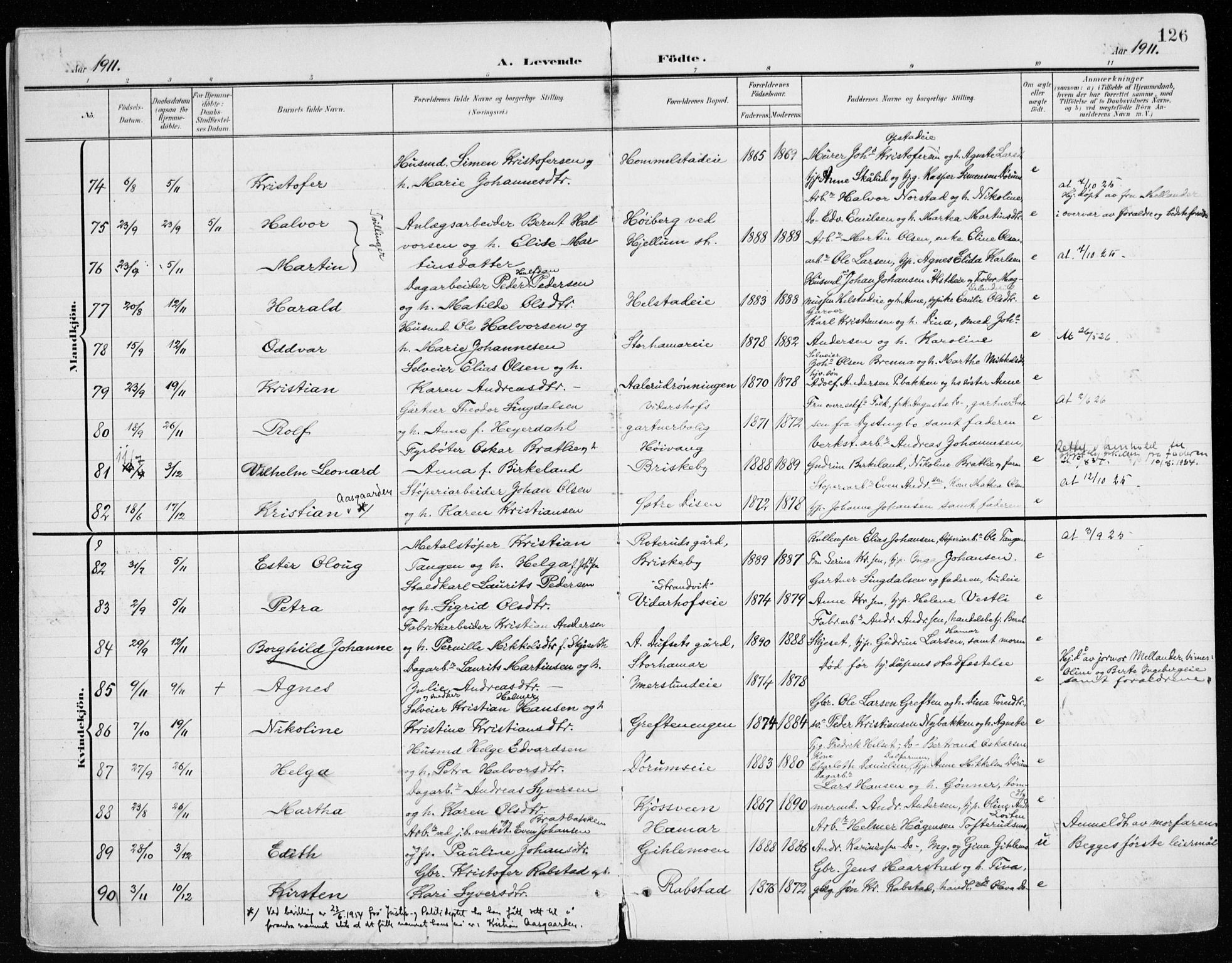 Vang prestekontor, Hedmark, AV/SAH-PREST-008/H/Ha/Haa/L0021: Parish register (official) no. 21, 1902-1917, p. 126