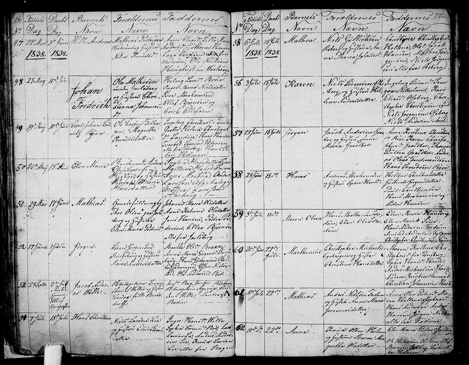 Sem kirkebøker, SAKO/A-5/G/Ga/L0002: Parish register (copy) no. I 2, 1826-1844, p. 76-77