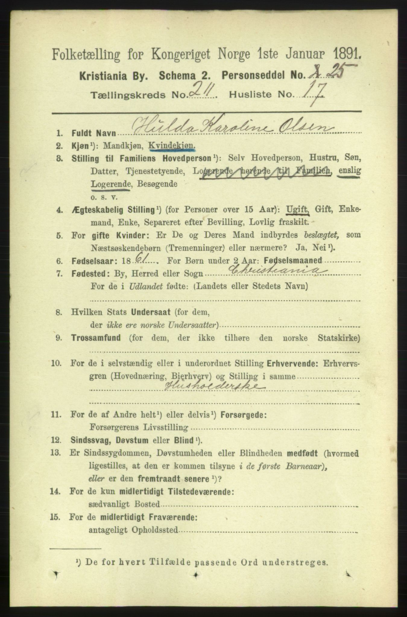 RA, 1891 census for 0301 Kristiania, 1891, p. 126268