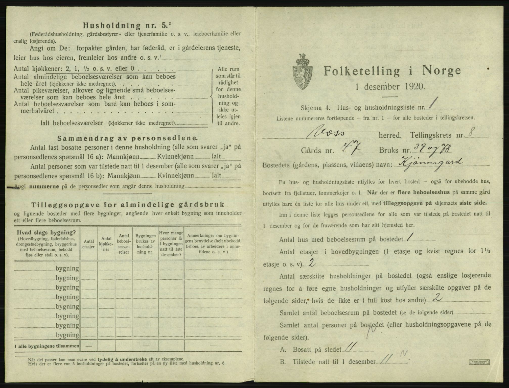 SAB, 1920 census for Voss, 1920, p. 743