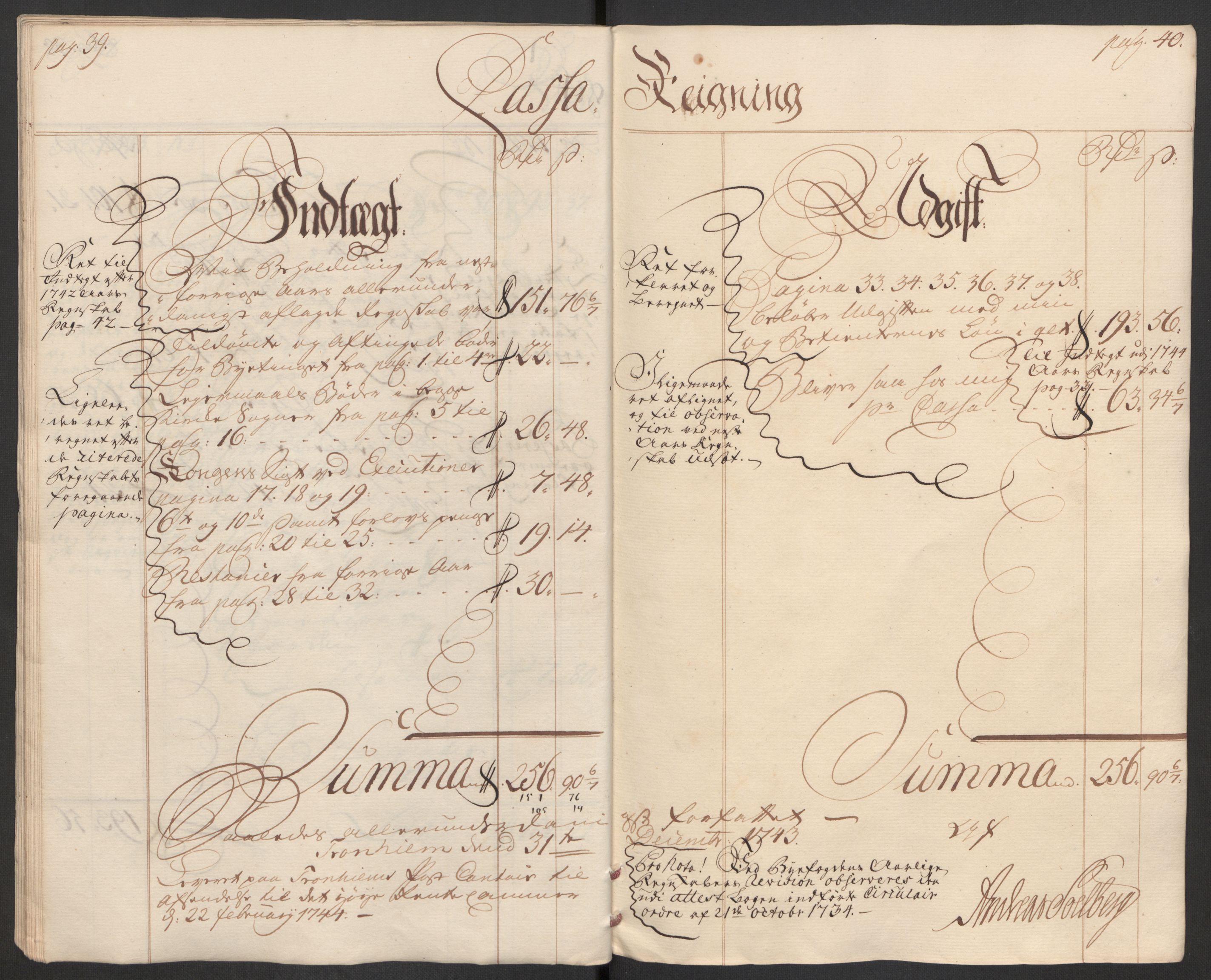 Rentekammeret inntil 1814, Reviderte regnskaper, Byregnskaper, AV/RA-EA-4066/R/Rs/L0541: [S22] Sikt og sakefall, 1743-1746, p. 24