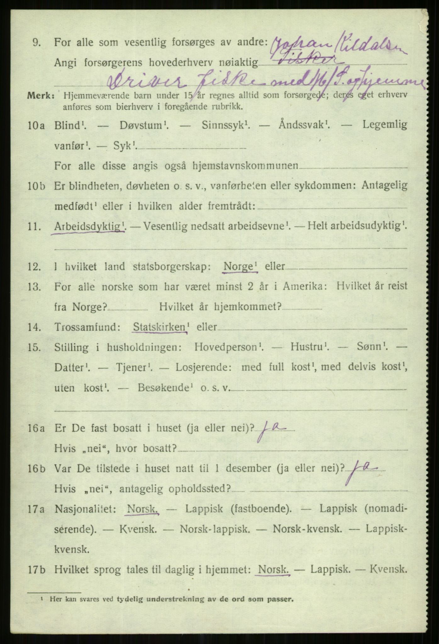 SATØ, 1920 census for Karlsøy, 1920, p. 2187