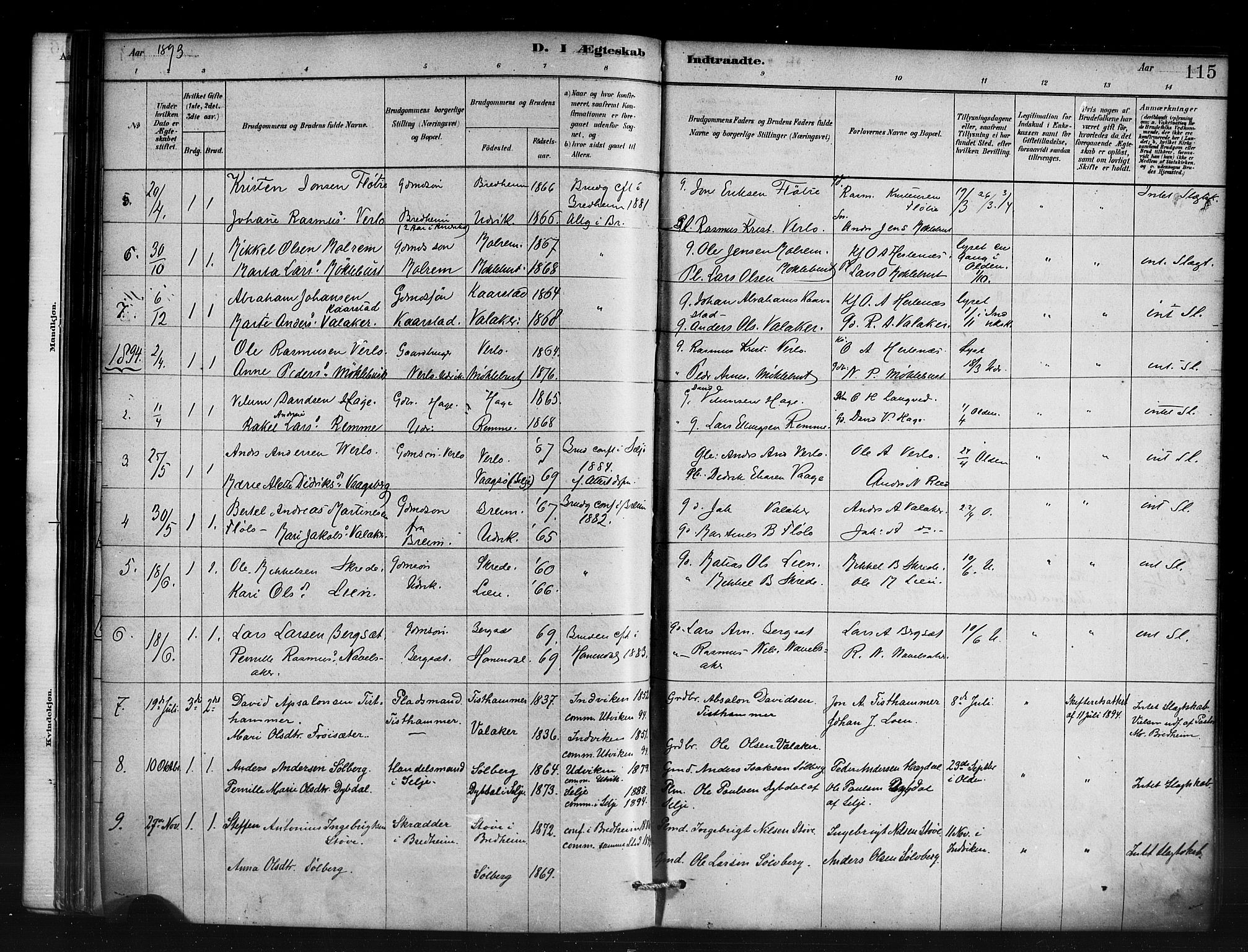 Innvik sokneprestembete, AV/SAB-A-80501: Parish register (official) no. D 1, 1879-1900, p. 115