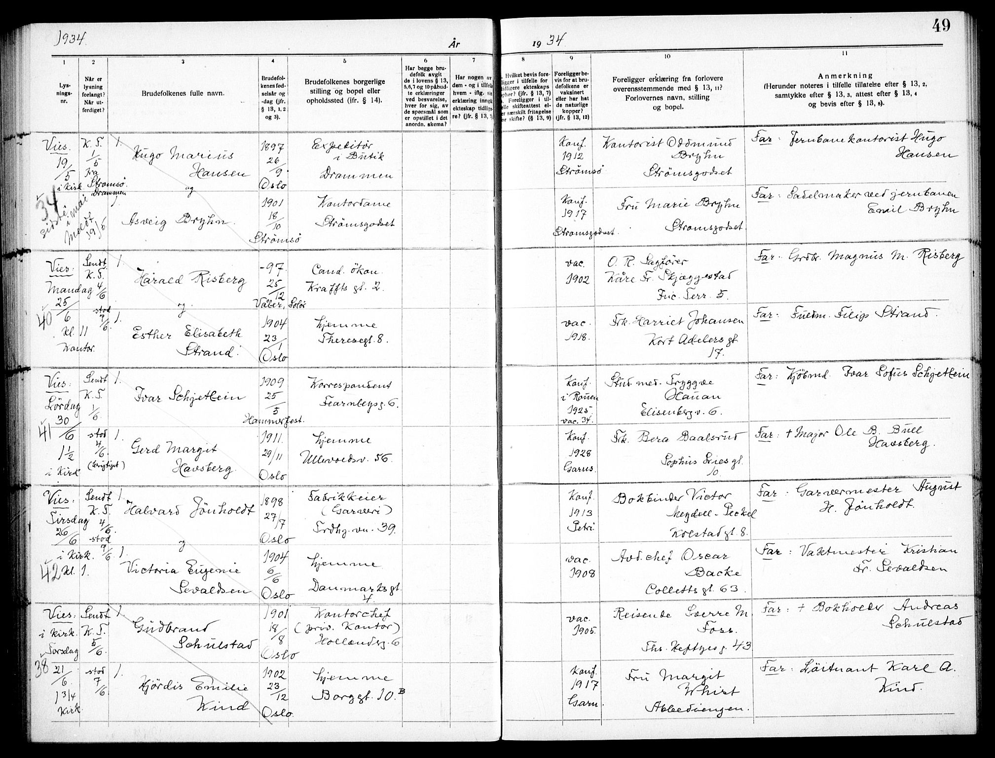 Garnisonsmenigheten Kirkebøker, AV/SAO-A-10846/H/Ha/L0011: Banns register no. I 11, 1932-1936, p. 49