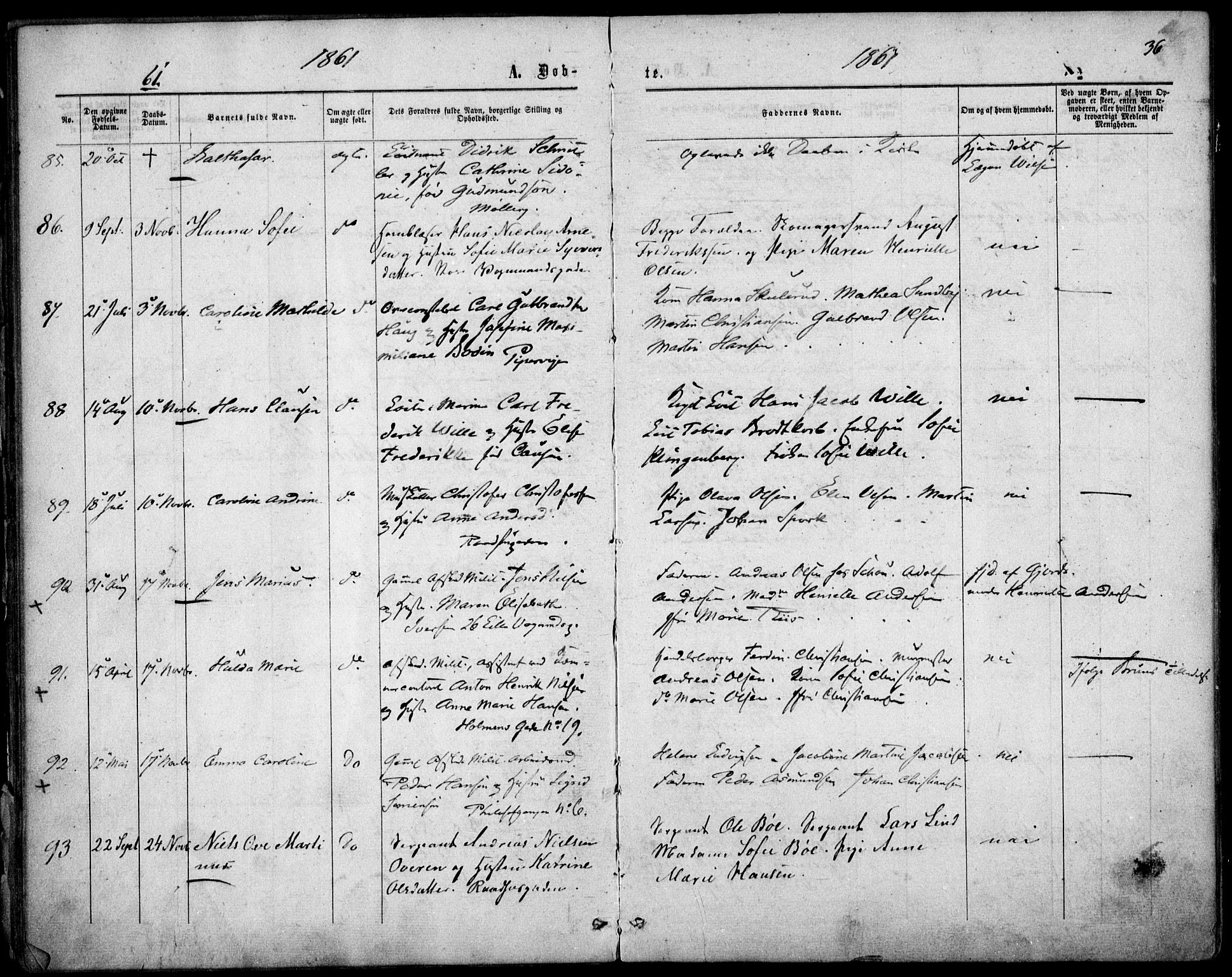 Garnisonsmenigheten Kirkebøker, AV/SAO-A-10846/F/Fa/L0010: Parish register (official) no. 10, 1859-1869, p. 36