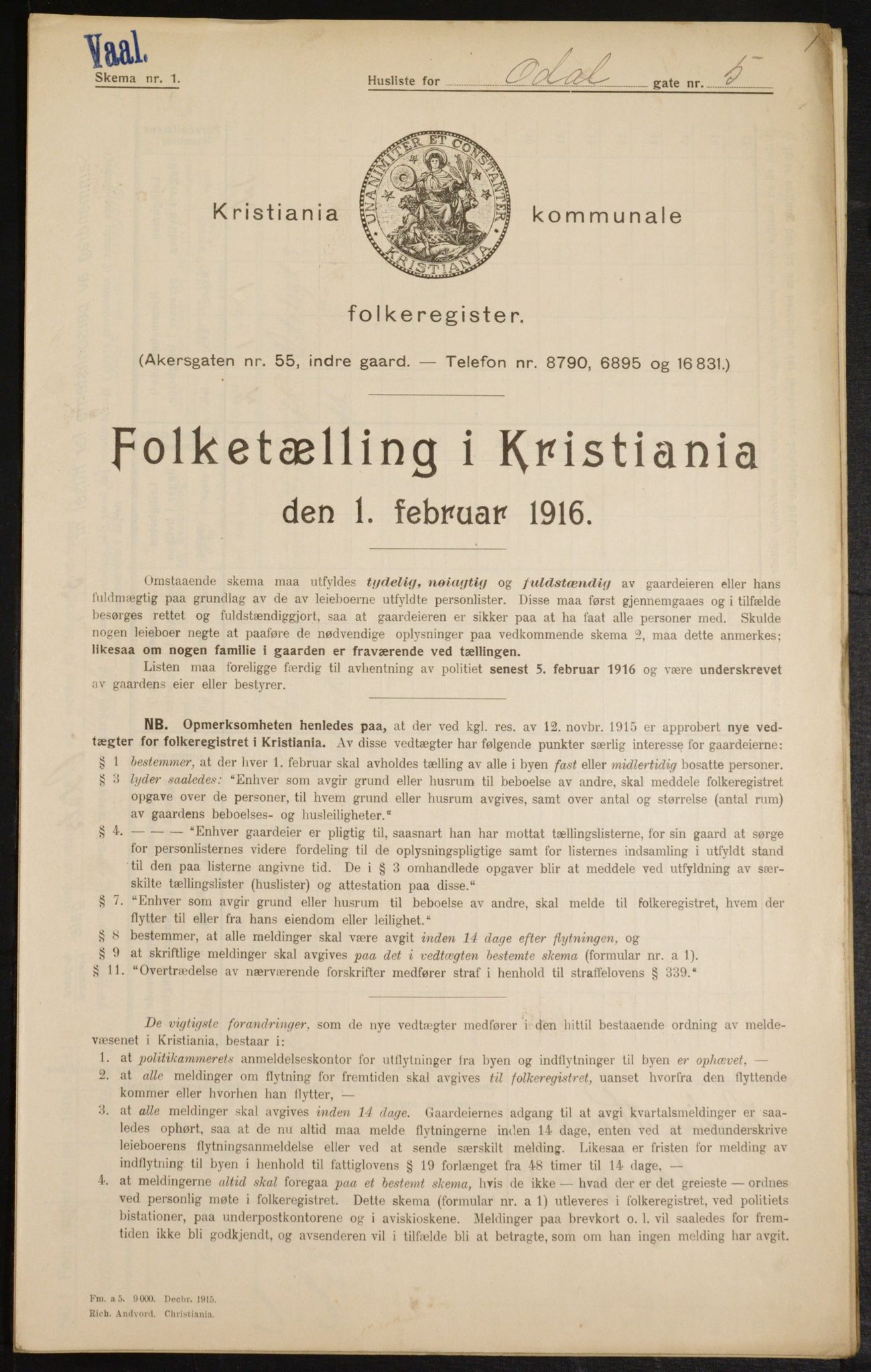 OBA, Municipal Census 1916 for Kristiania, 1916, p. 76166