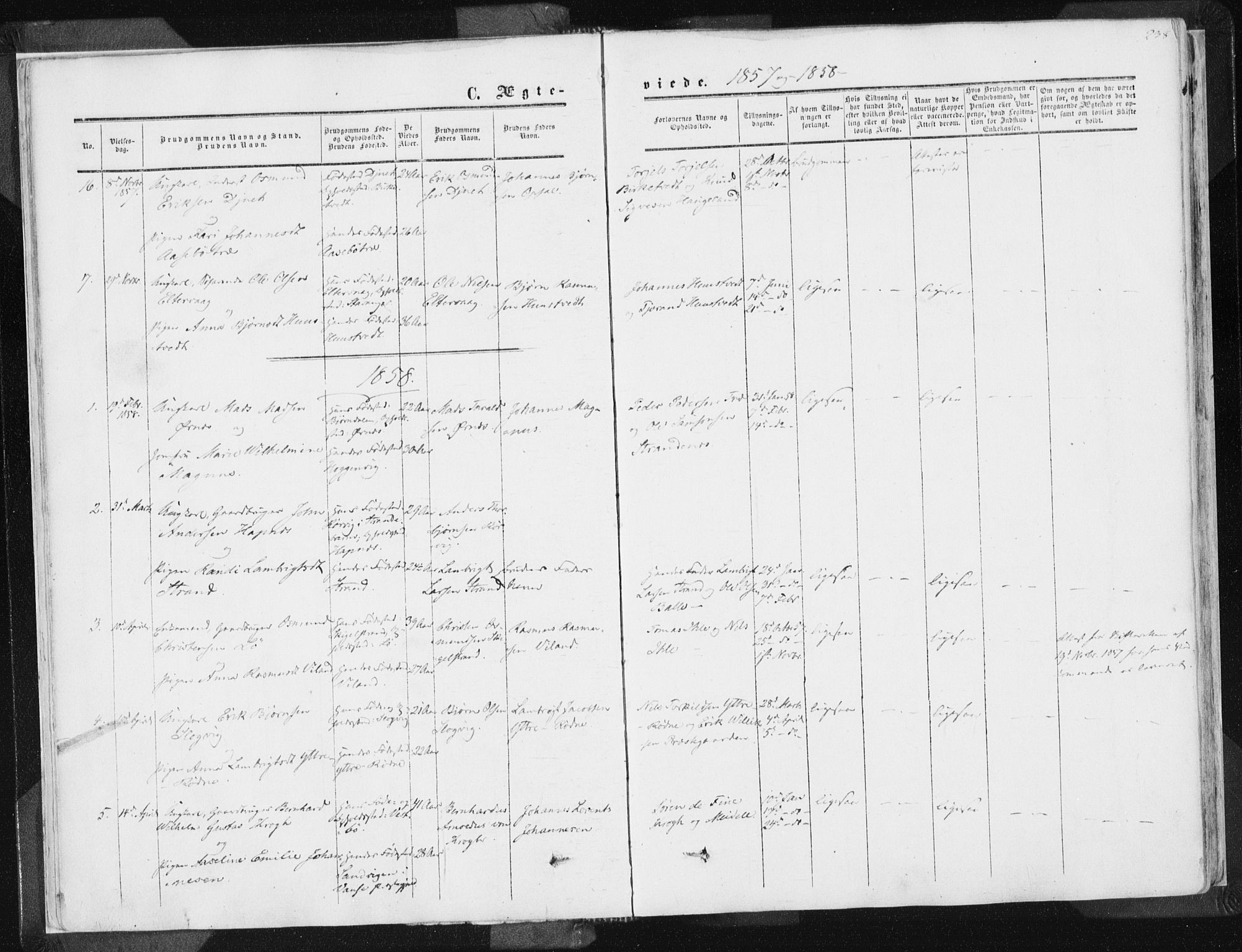 Vikedal sokneprestkontor, AV/SAST-A-101840/01/IV: Parish register (official) no. A 6.2, 1851-1867, p. 238