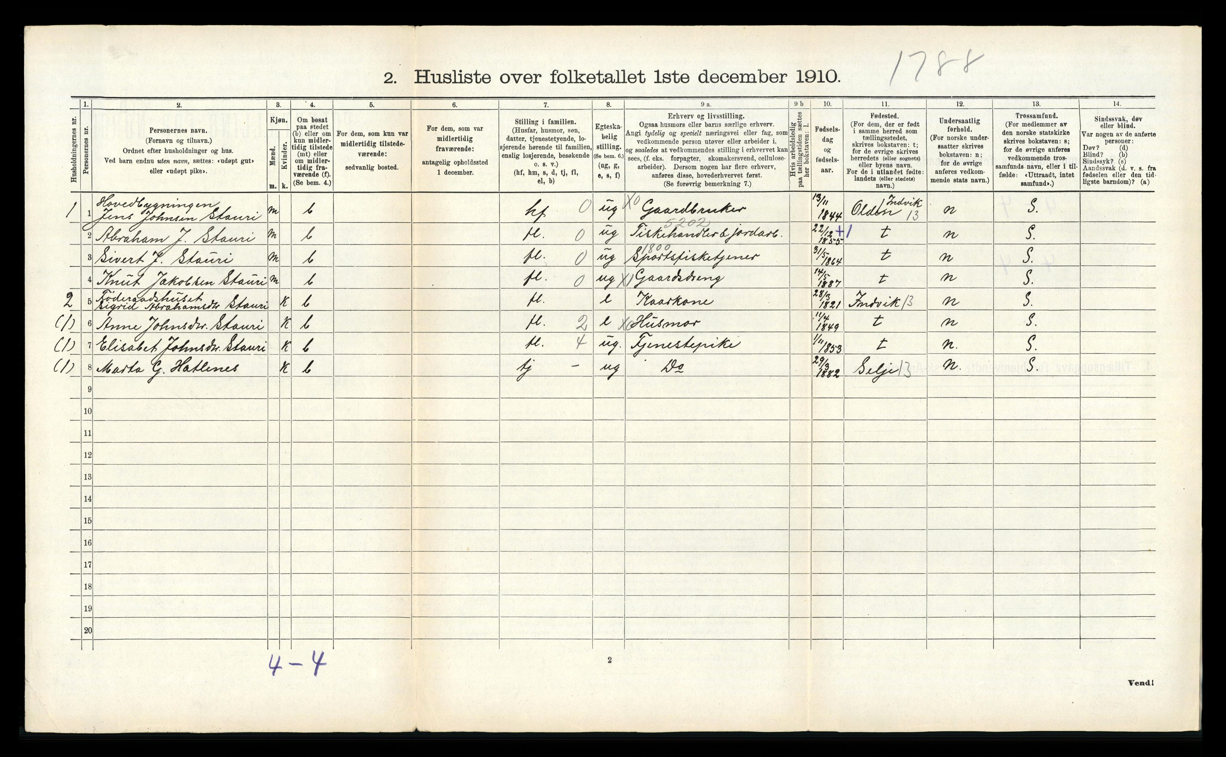 RA, 1910 census for Stryn, 1910, p. 470