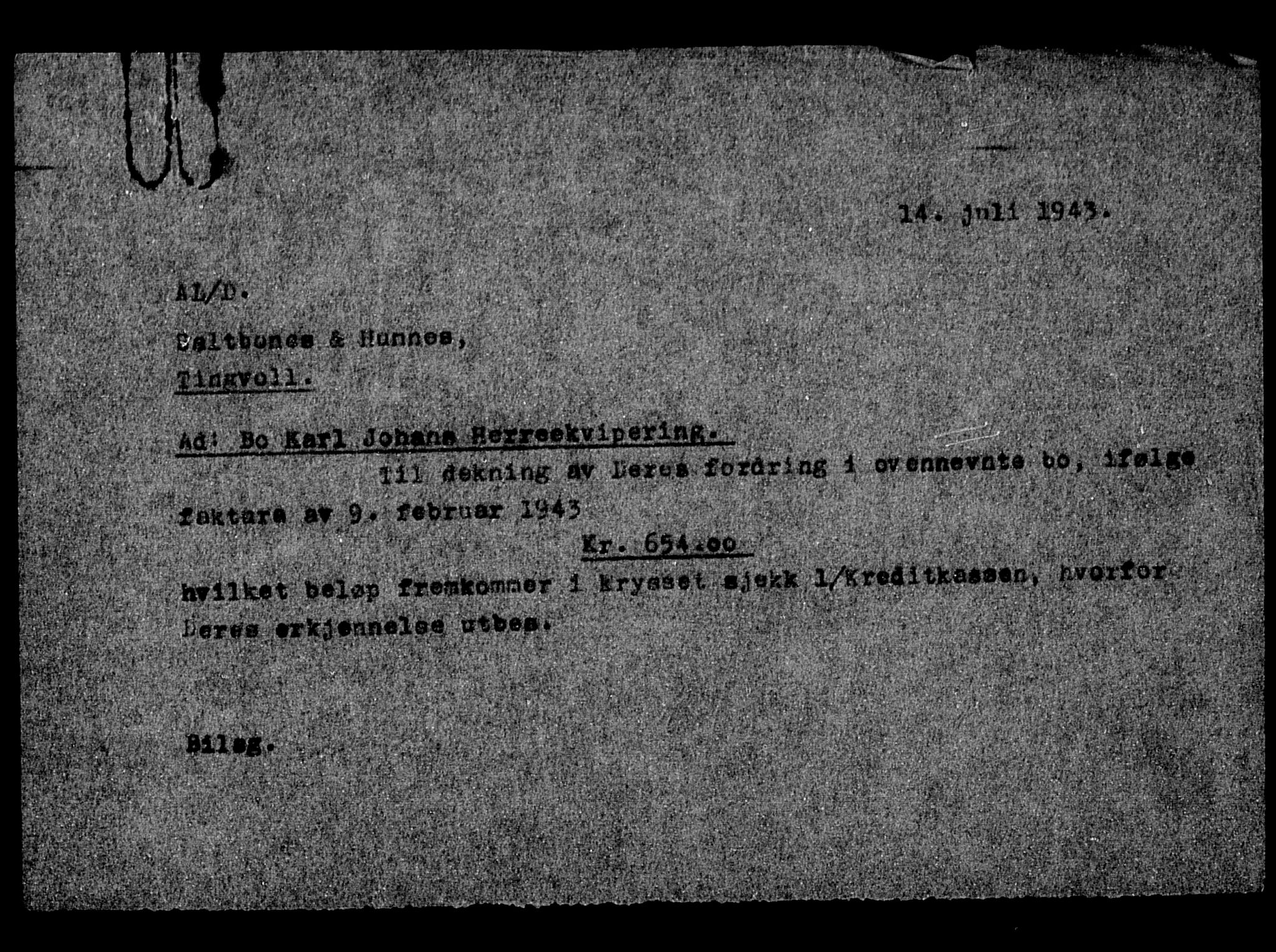 Justisdepartementet, Tilbakeføringskontoret for inndratte formuer, AV/RA-S-1564/H/Hc/Hcc/L0949: --, 1945-1947, p. 192