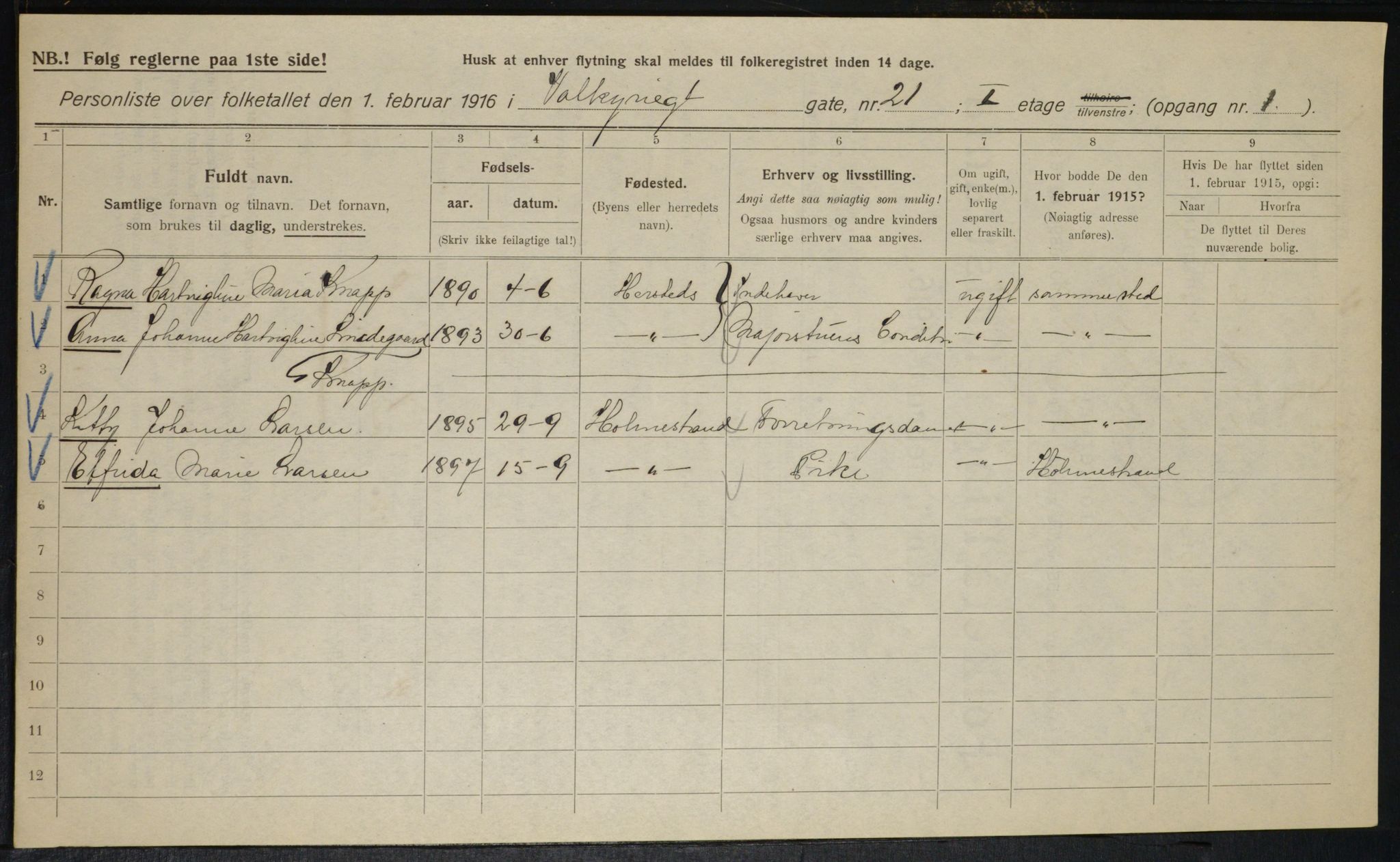 OBA, Municipal Census 1916 for Kristiania, 1916, p. 125629