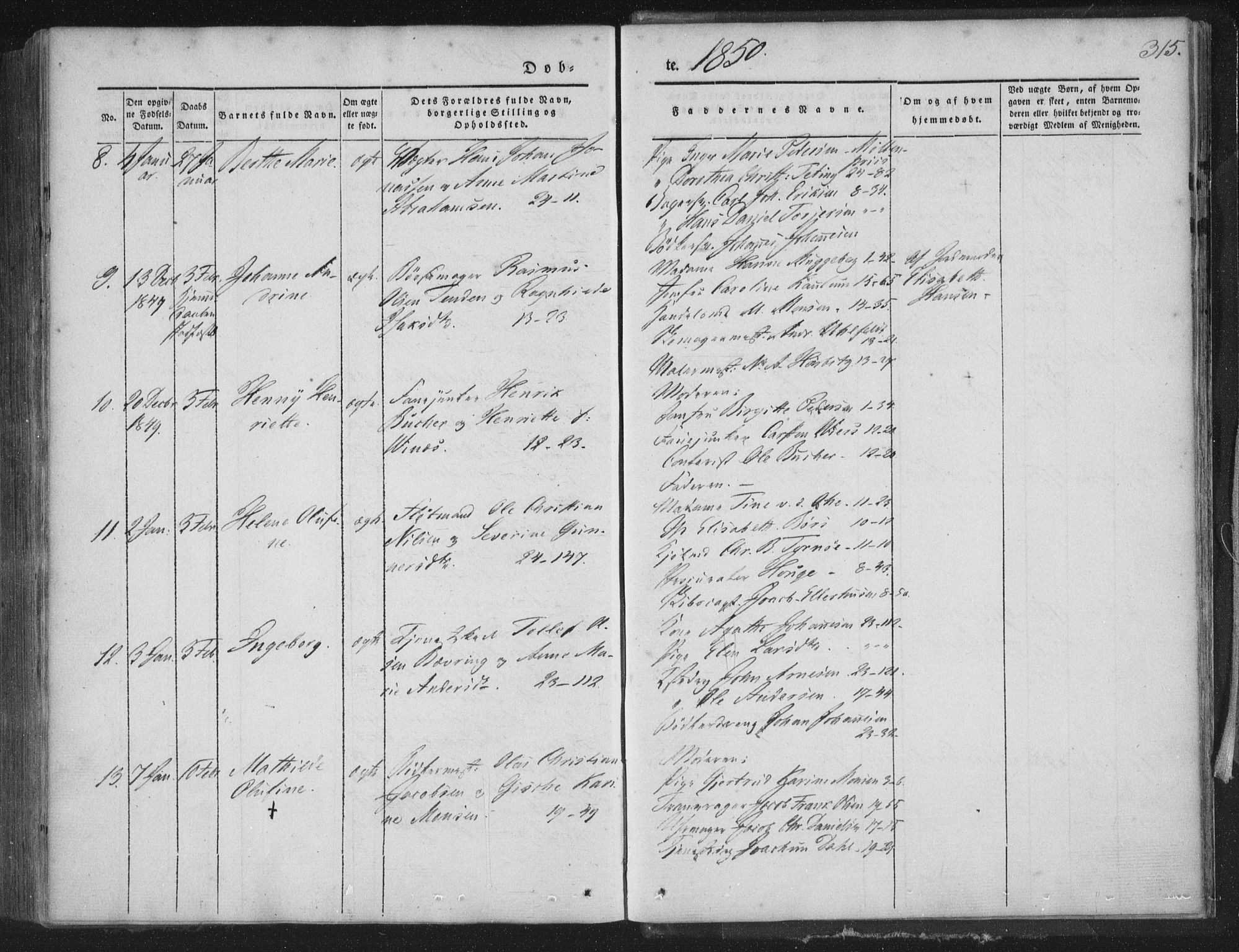 Korskirken sokneprestembete, AV/SAB-A-76101/H/Haa/L0016: Parish register (official) no. B 2, 1841-1851, p. 315