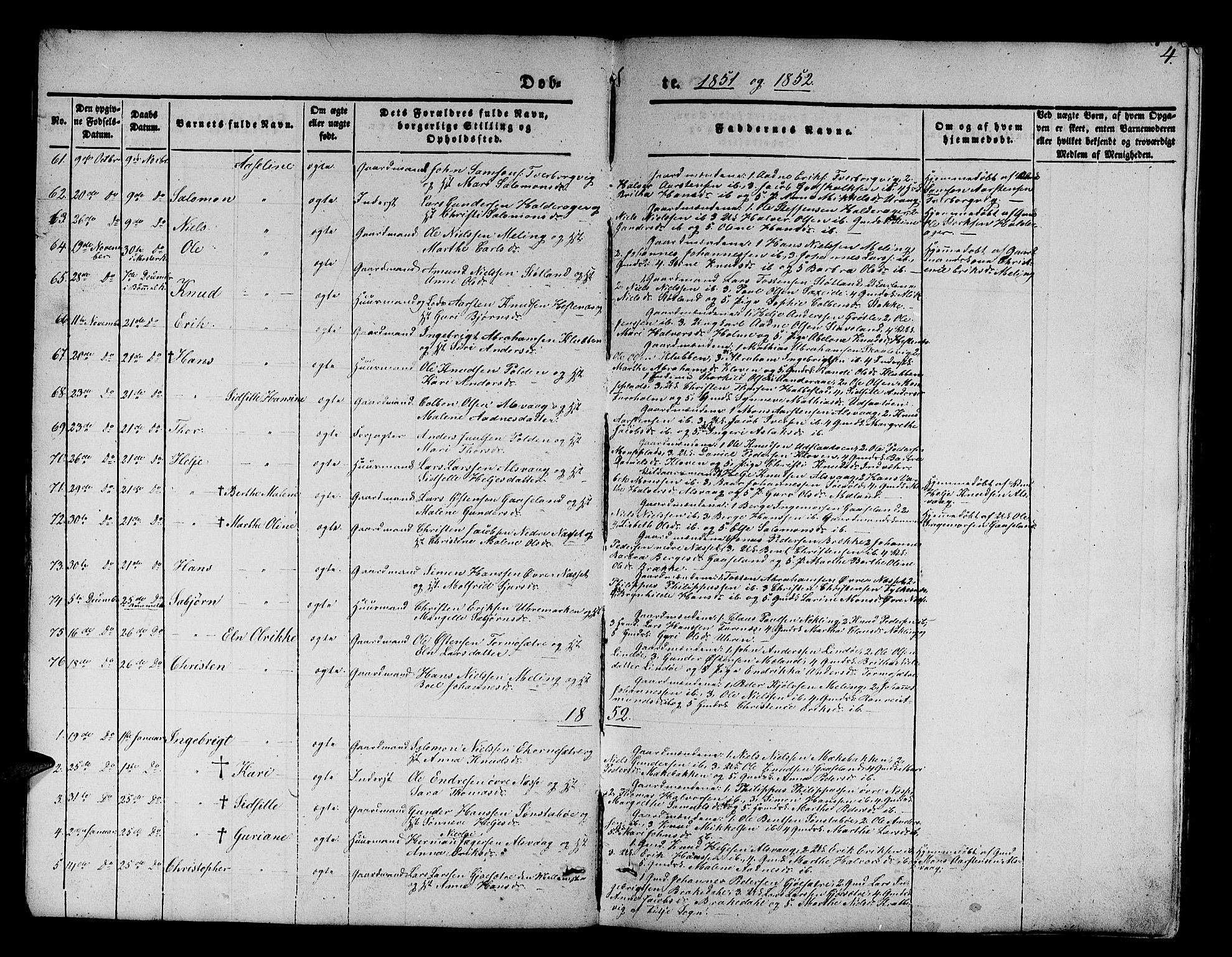 Finnås sokneprestembete, SAB/A-99925/H/Ha/Hab/Habb/L0001: Parish register (copy) no. B 1, 1851-1870, p. 4