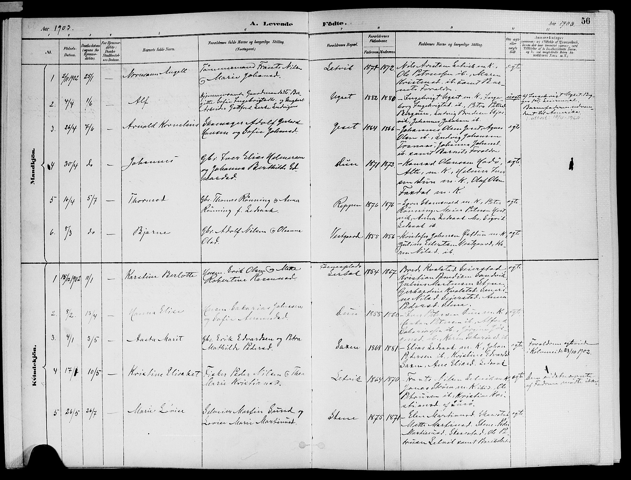 Ministerialprotokoller, klokkerbøker og fødselsregistre - Nord-Trøndelag, SAT/A-1458/773/L0617: Parish register (official) no. 773A08, 1887-1910, p. 56