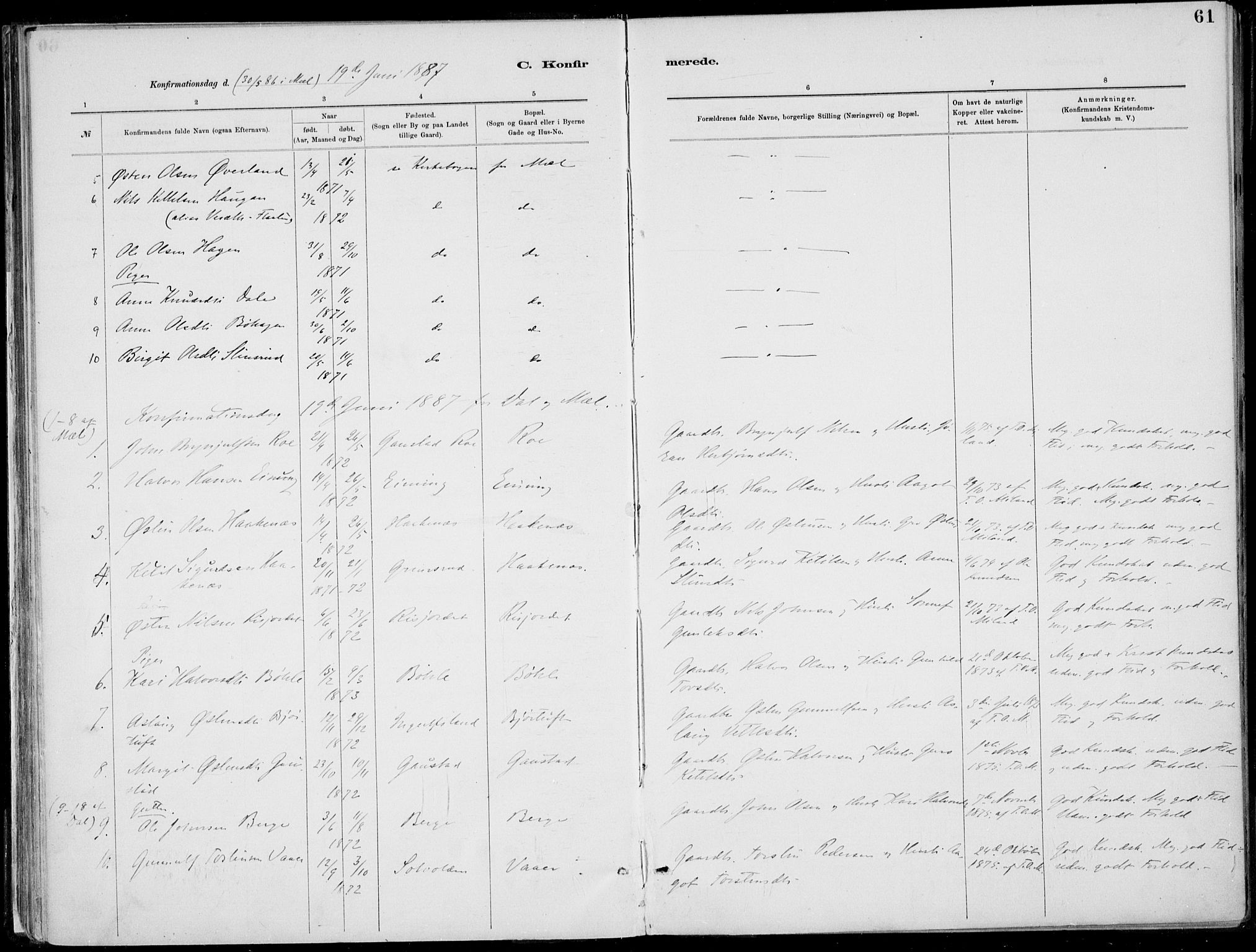 Rjukan kirkebøker, SAKO/A-294/F/Fa/L0001: Parish register (official) no. 1, 1878-1912, p. 61