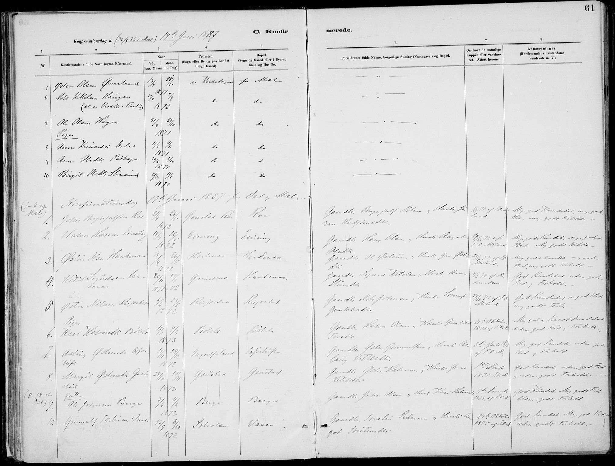 Rjukan kirkebøker, AV/SAKO-A-294/F/Fa/L0001: Parish register (official) no. 1, 1878-1912, p. 61