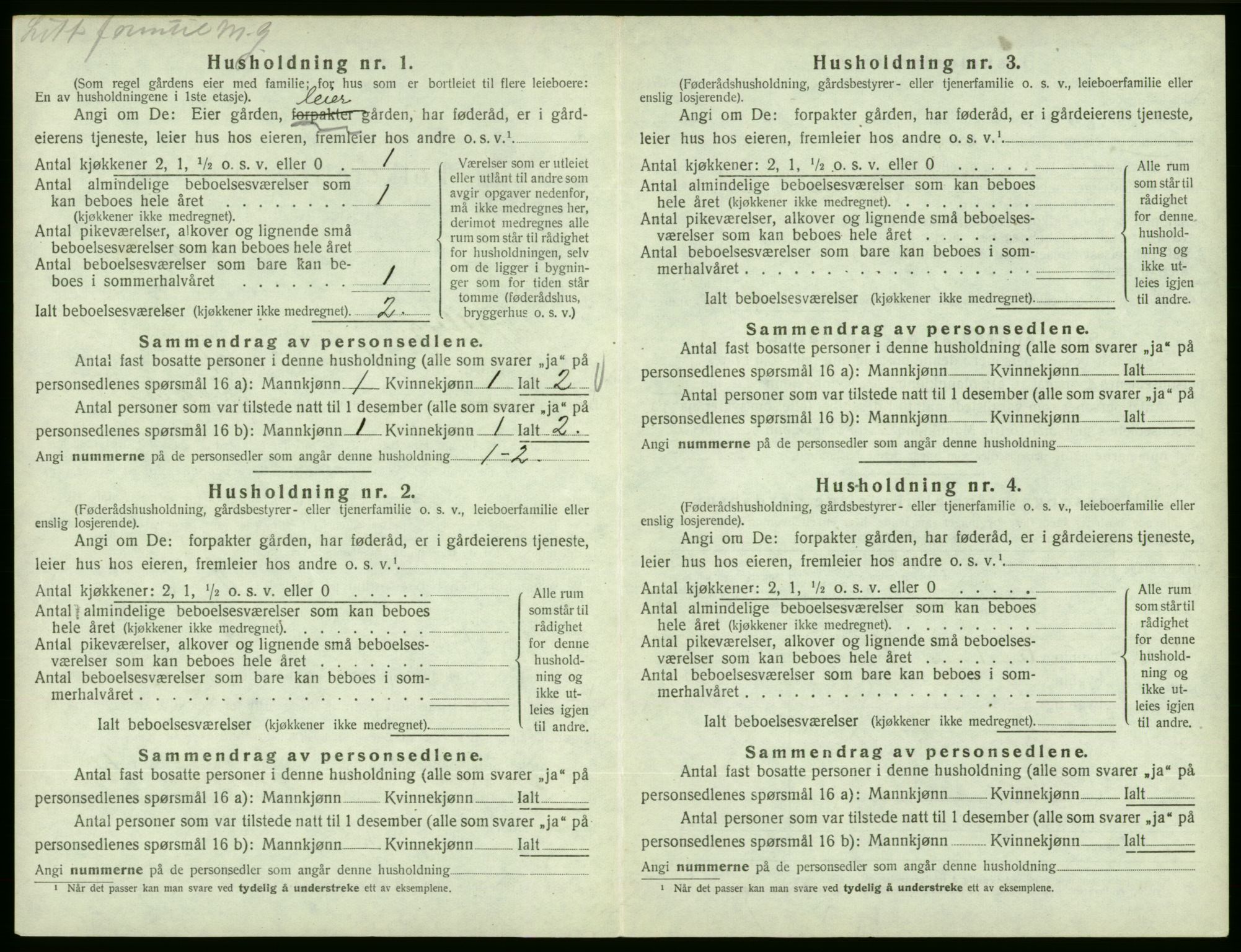 SAB, 1920 census for Fjelberg, 1920, p. 228