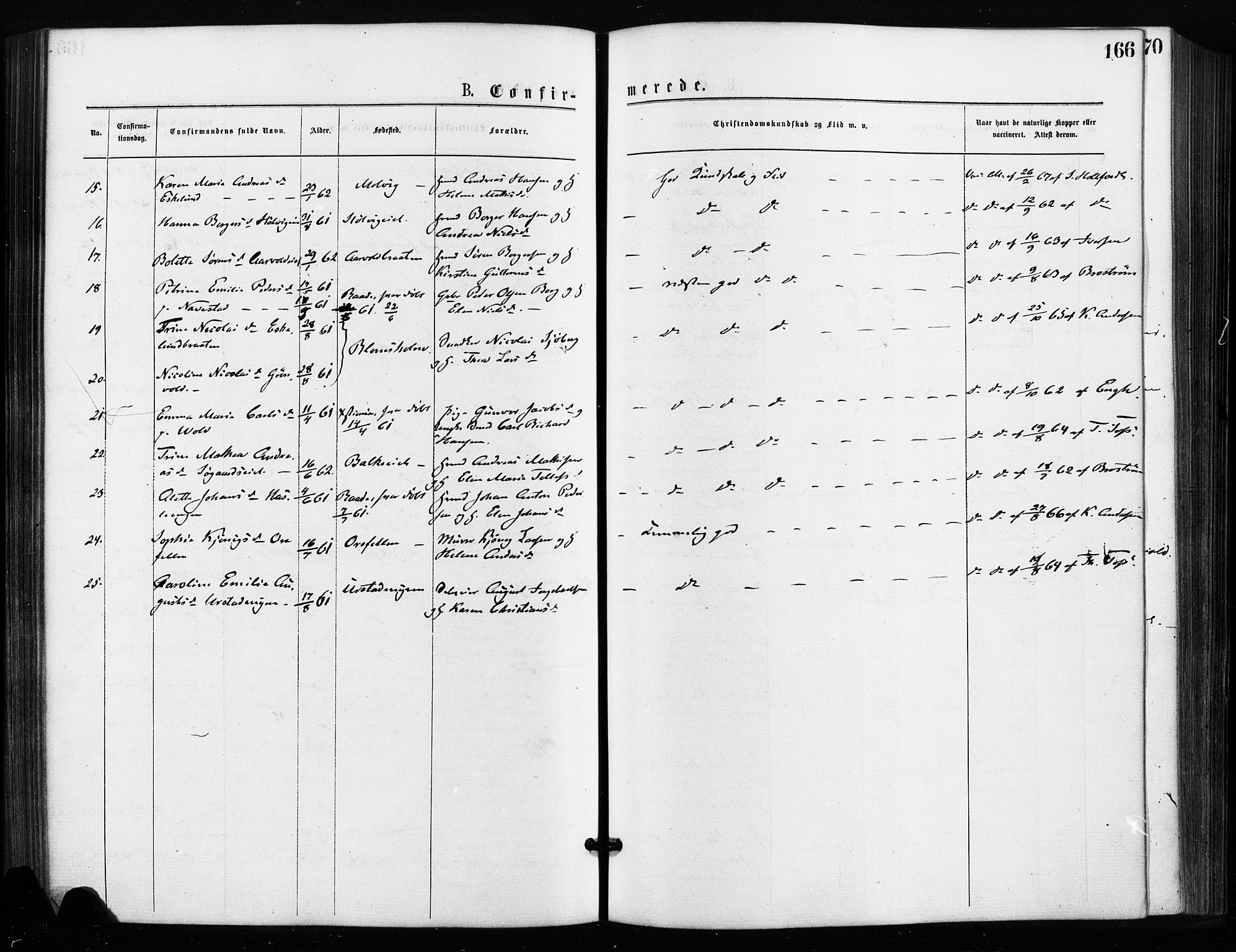 Rygge prestekontor Kirkebøker, SAO/A-10084b/F/Fa/L0006: Parish register (official) no. 6, 1872-1877, p. 166