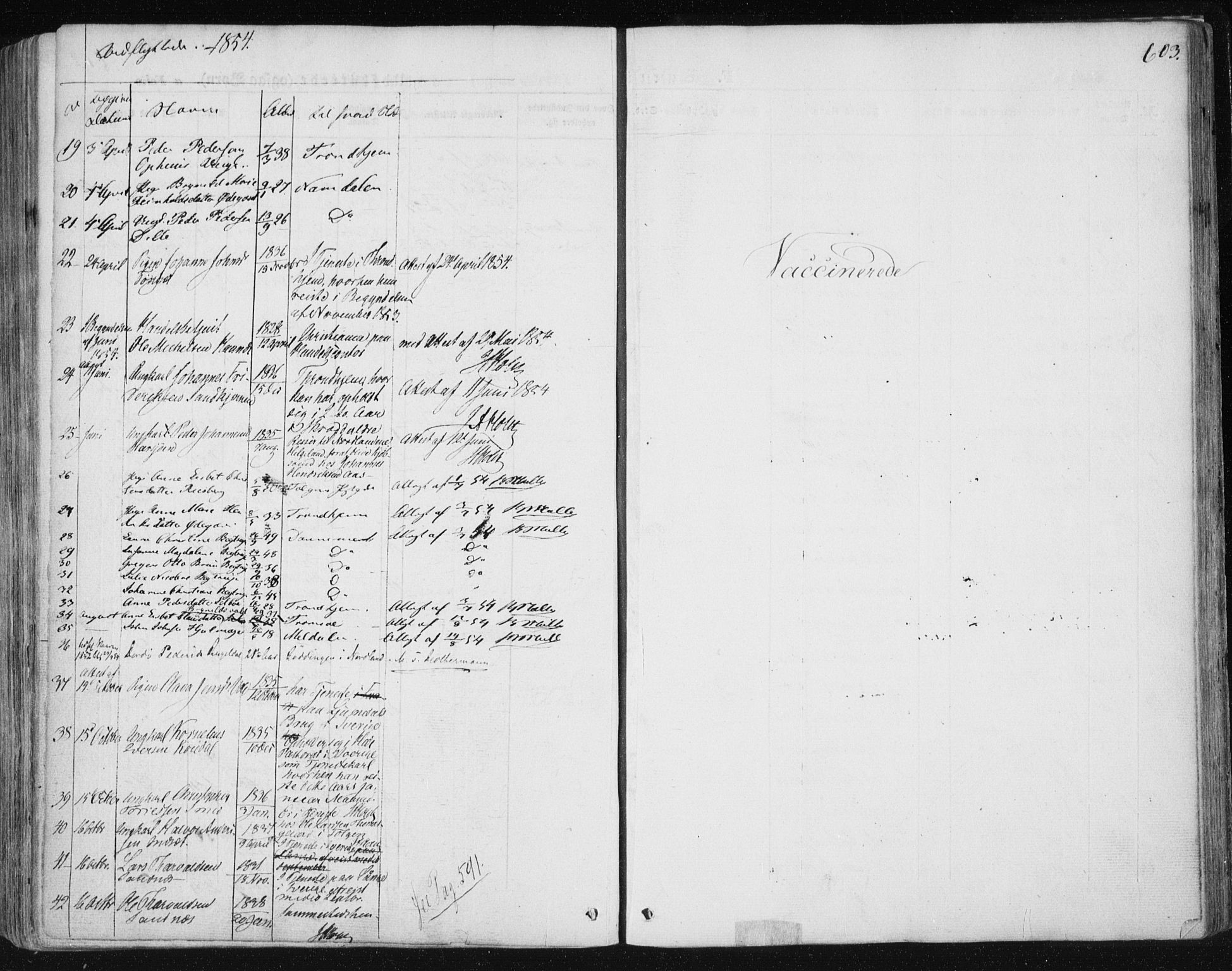 Ministerialprotokoller, klokkerbøker og fødselsregistre - Sør-Trøndelag, SAT/A-1456/681/L0931: Parish register (official) no. 681A09, 1845-1859, p. 603